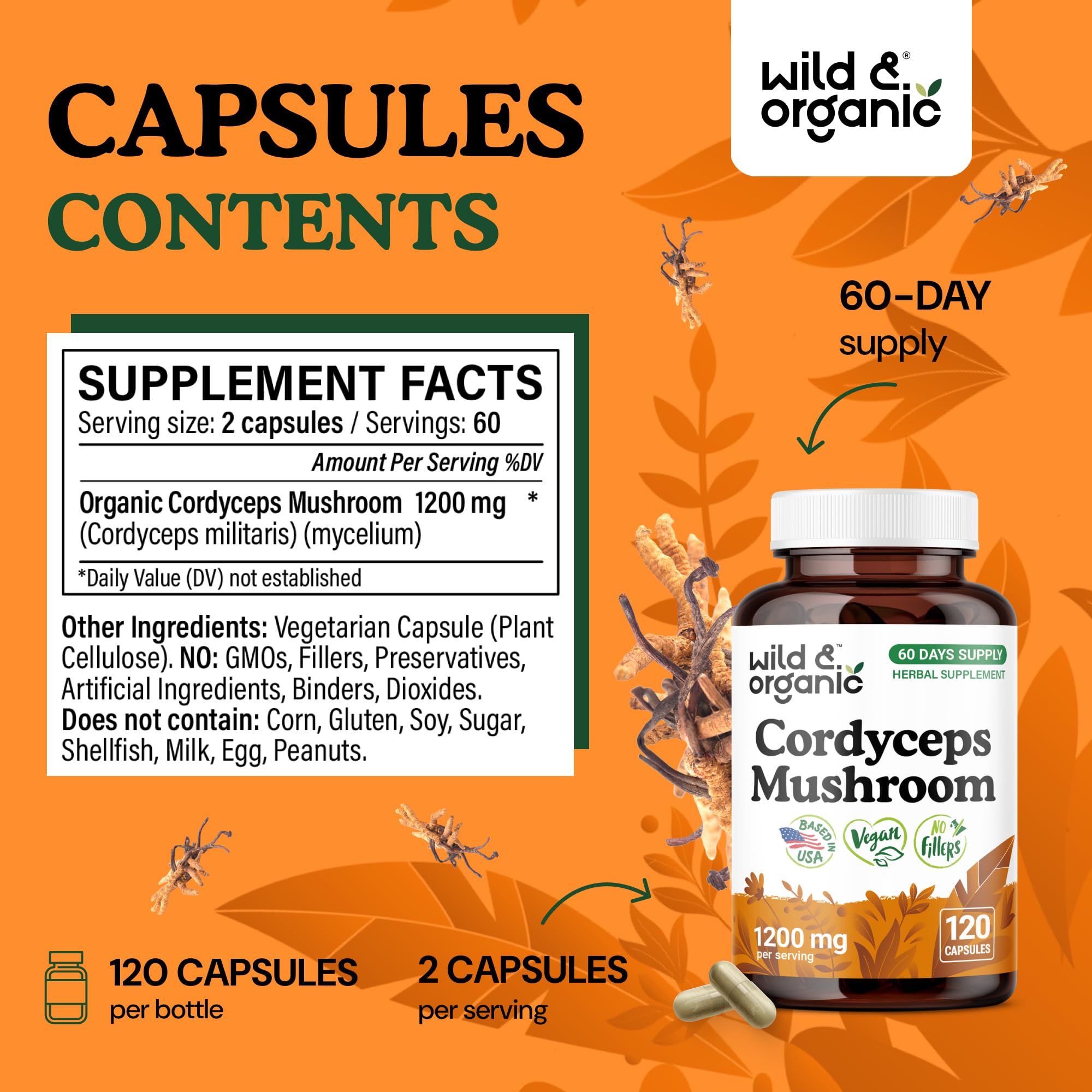 Wild & Organic Cordyceps Mushroom Tincture - Energy & Immune Support - Cordyceps Sinensis Extract Supplement - Liquid Mushroom Drops - Add to Tea & Mix with Powder - Sugar & Alcohol-Free - 4 fl oz