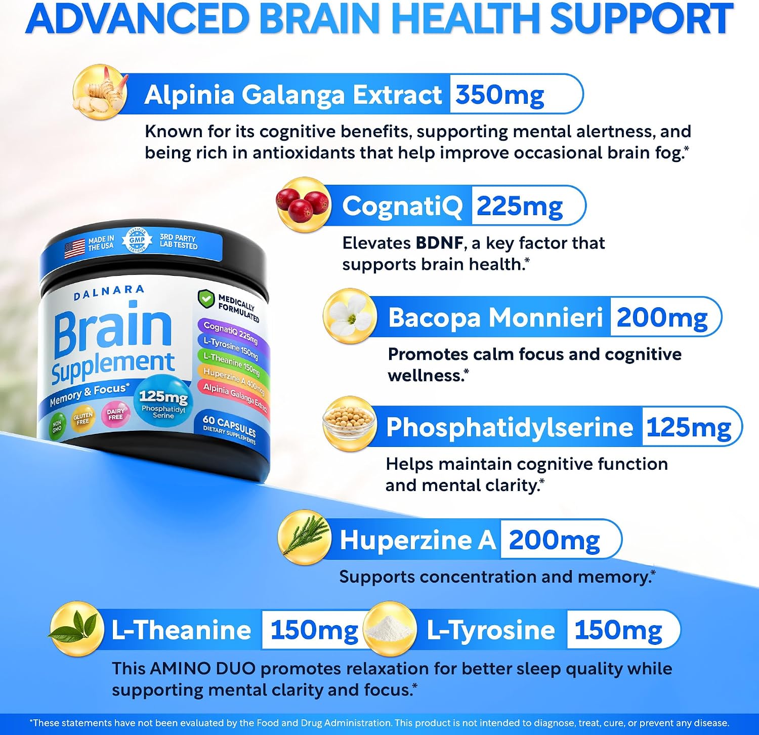 Brain Fog Supplement for Women – Memory & Focus Support for Perimenopause and Menopause – Cognitive Support with Phosphatidylserine, CognatiQ & L-Theanine – Brain Health Capsules – 60 Count