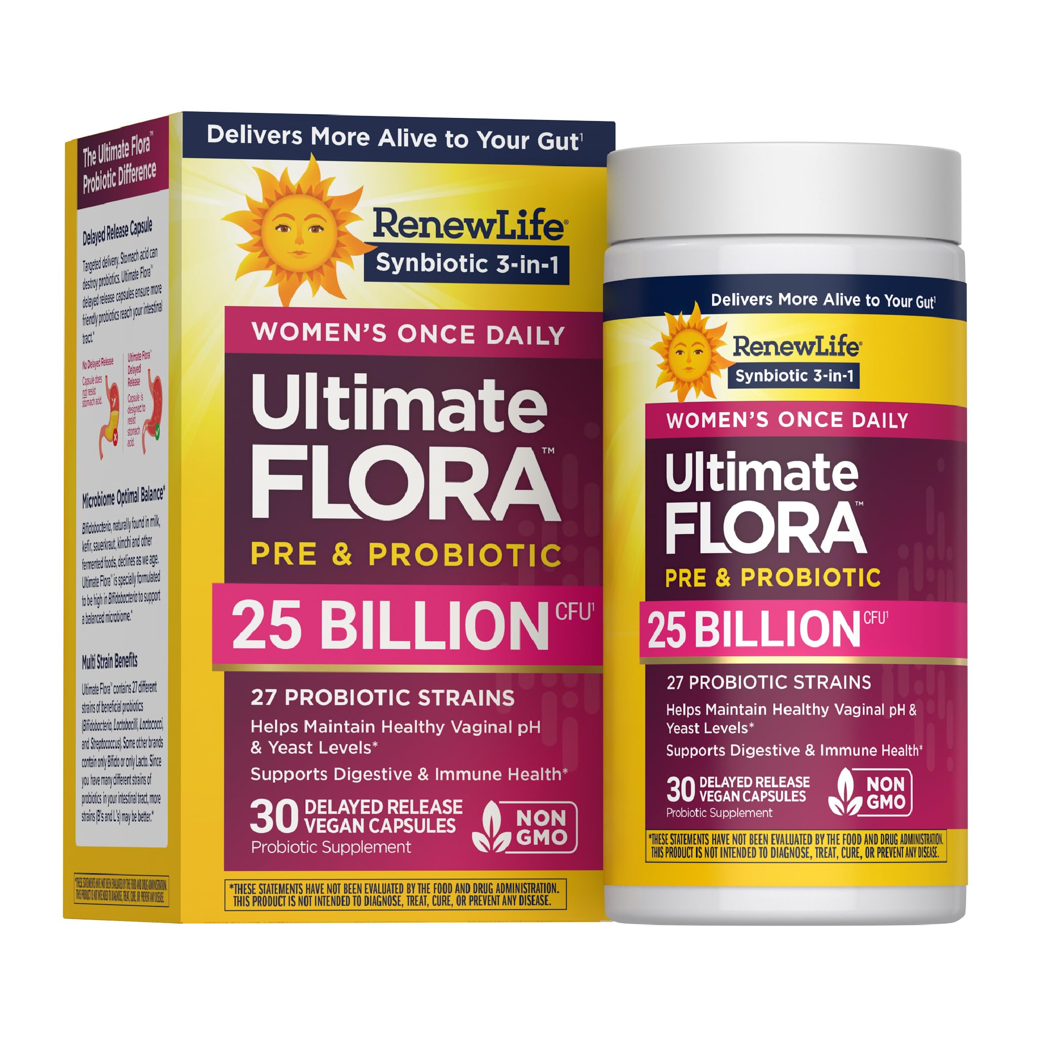 Renew Life Ultimate Flora Probiotics for Women with Prebiotics | 25 Billion CFU | 30 Delayed Release Capsules | 3 in 1 Synbiotic | Supports Digestive and Immune Health | Dairy, Soy and Gluten-Free Renew Life buy supplements Au