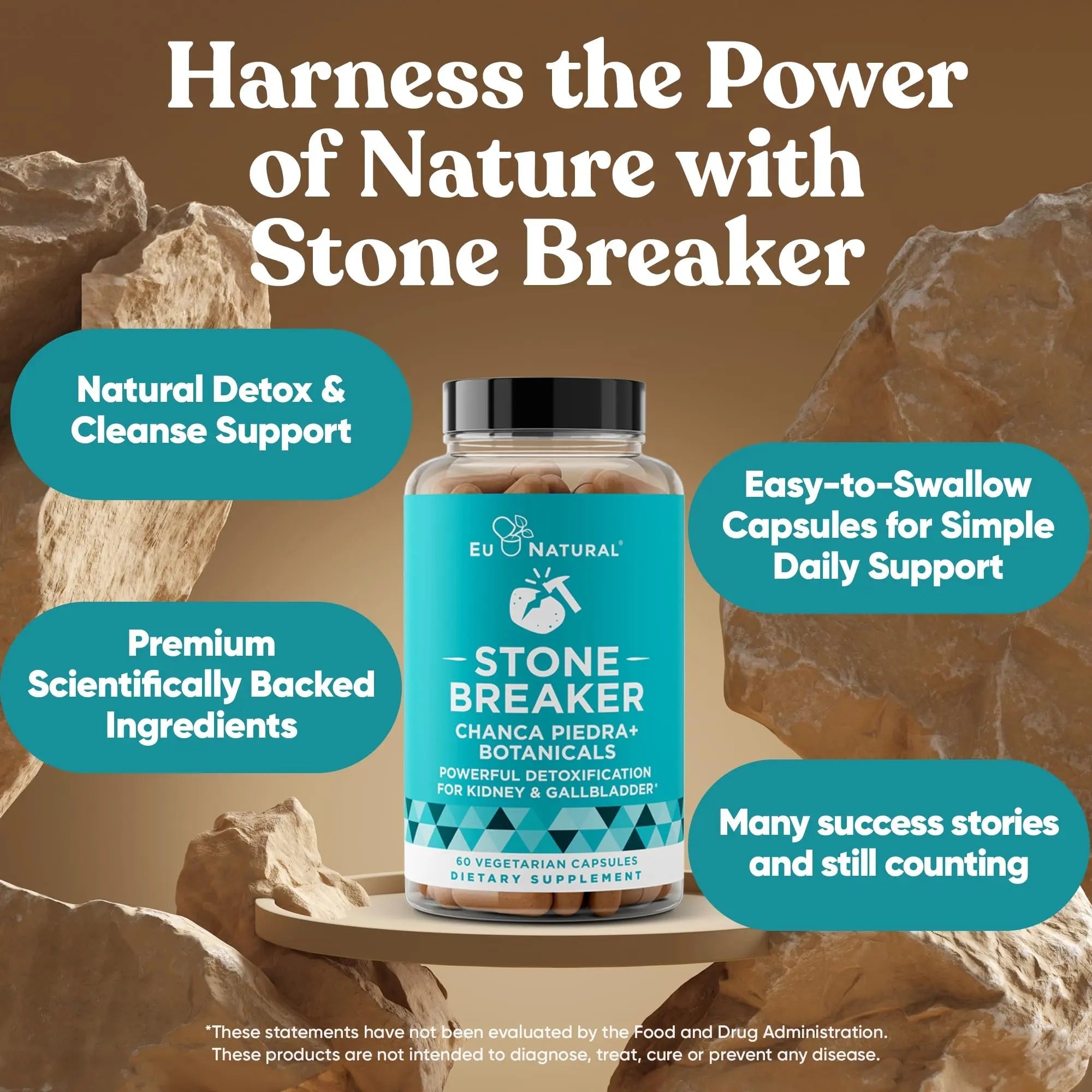 Chanca Piedra Stone Breaker - The Original Stone Breaking Formula with Celery Seed & Parsley - Supports Kidney, Gallbladder & Urinary Tract Cleansing to Help Flush Impurities - 60 Vegetarian Capsules Eu NaturalBuy Supplements Australia