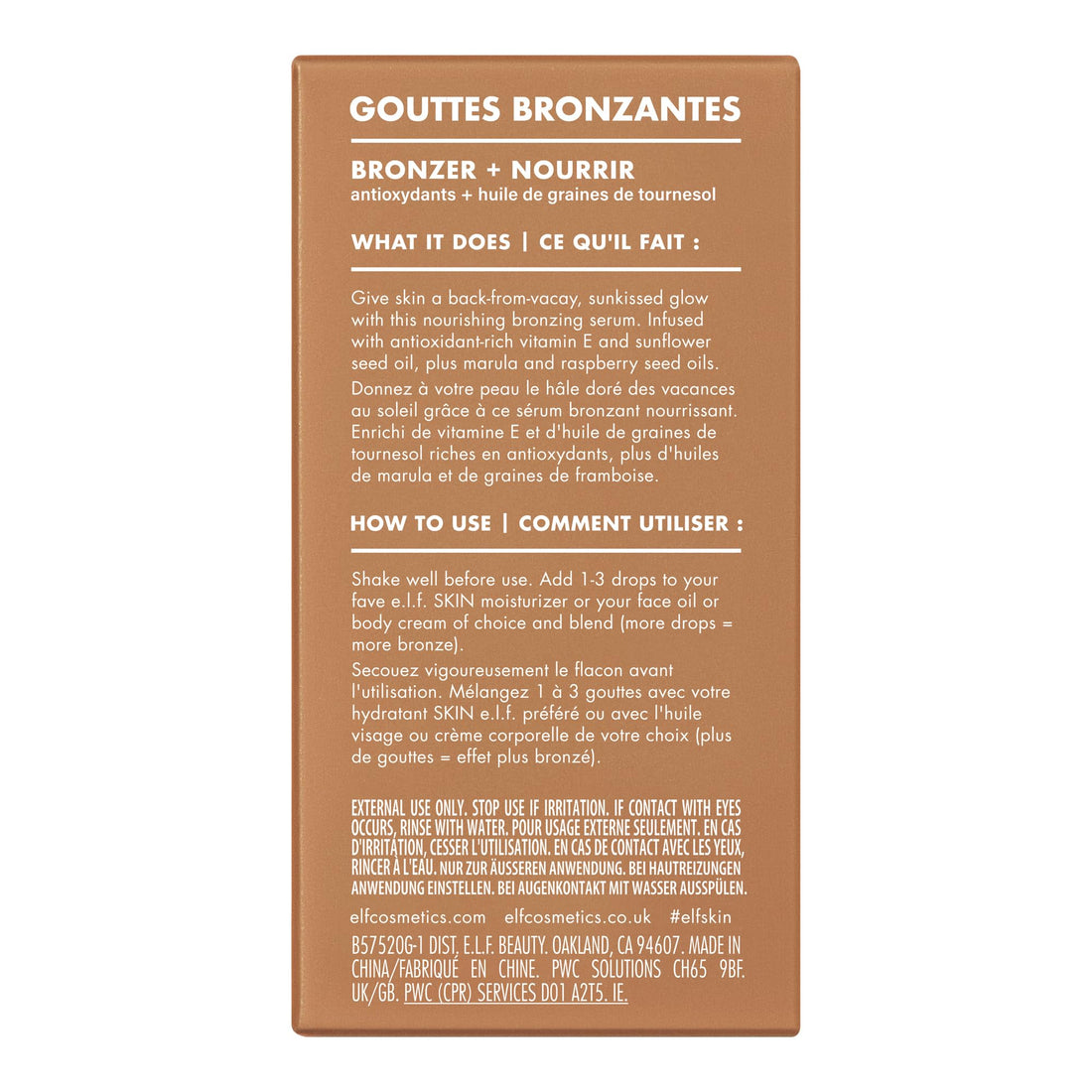e.l.f. SKIN Bronzing Drops, Liquid Bronzer For Face & Skin, Creates A Sun-Kissed Glow, Infused With Vitamin E, Vegan & Cruelty-Free, Pure Gold e.l.f.Buy Supplements Australia