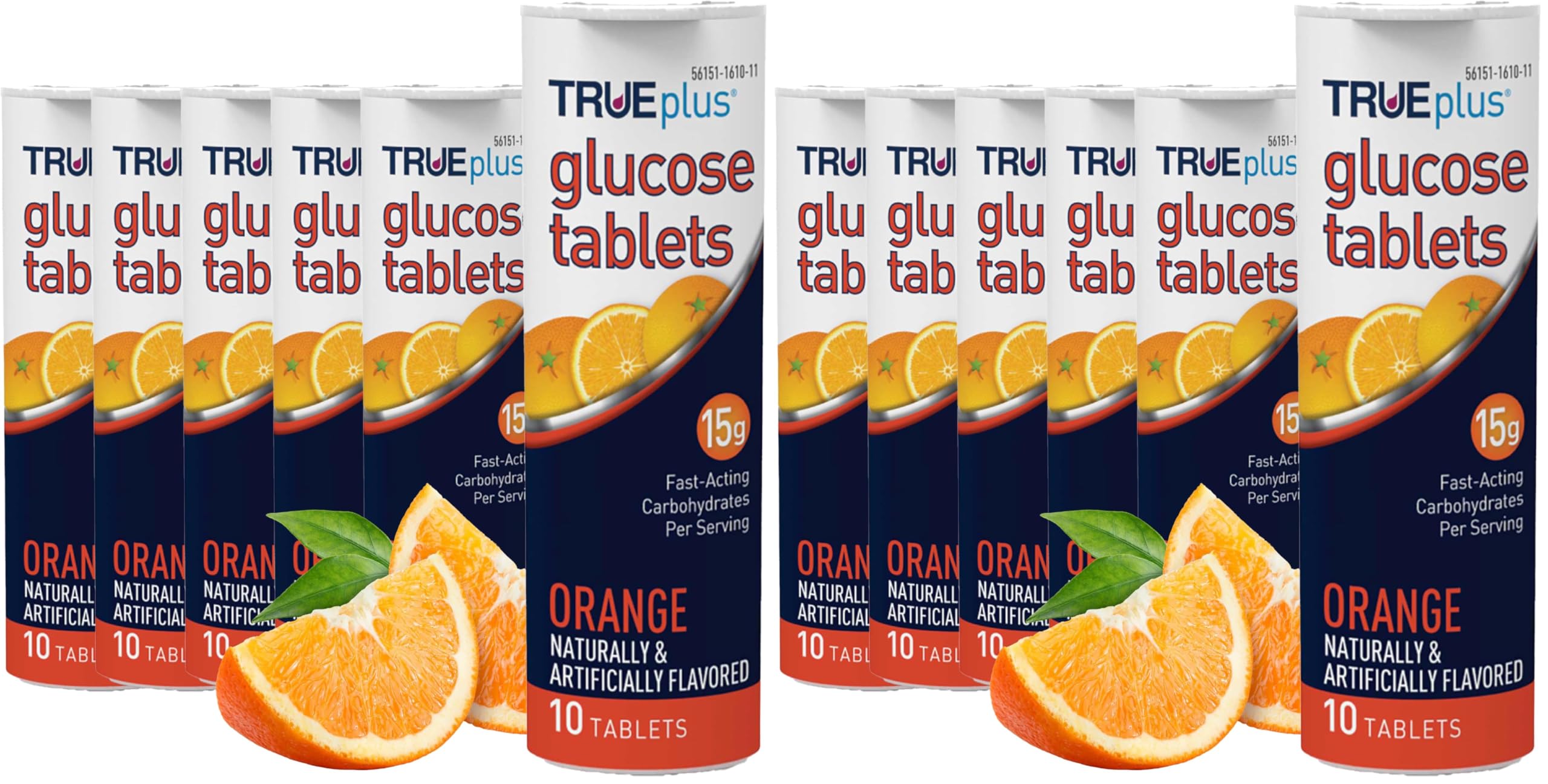 TRUEplus Glucose Tablets, Raspberry Flavor, 10 Count, 6 Tubes | Chewable Tablets, 15g Fast-Acting Carbohydrates, Fat Free, Gluten Free, Boosts Energy, Great Tasting and Easy to Use