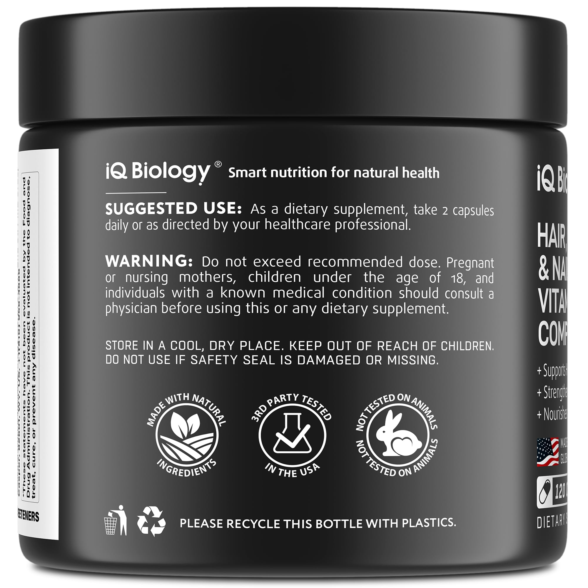Biotin 10,000 mcg Supplement - Hair Growth Support for Women & Men - 60 pcs | Hair Skin and Nail Vitamins with Keratin, Collagen, Hyaluronic Acid & Vitamin B Complex - 30,000 mcg Hair Vitamins Complex