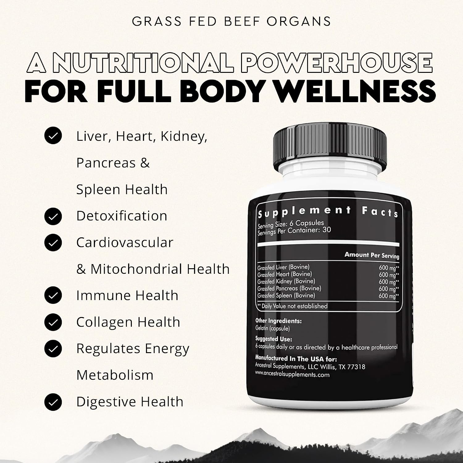 Ancestral Supplements FEM & Mofo Bundle – His & Hers Grass Fed Organ Supplements – Supports Hormone Balance, Energy, Vitality & Wellness – Pasture Raised Beef Organ Multivitamin for Men & Women