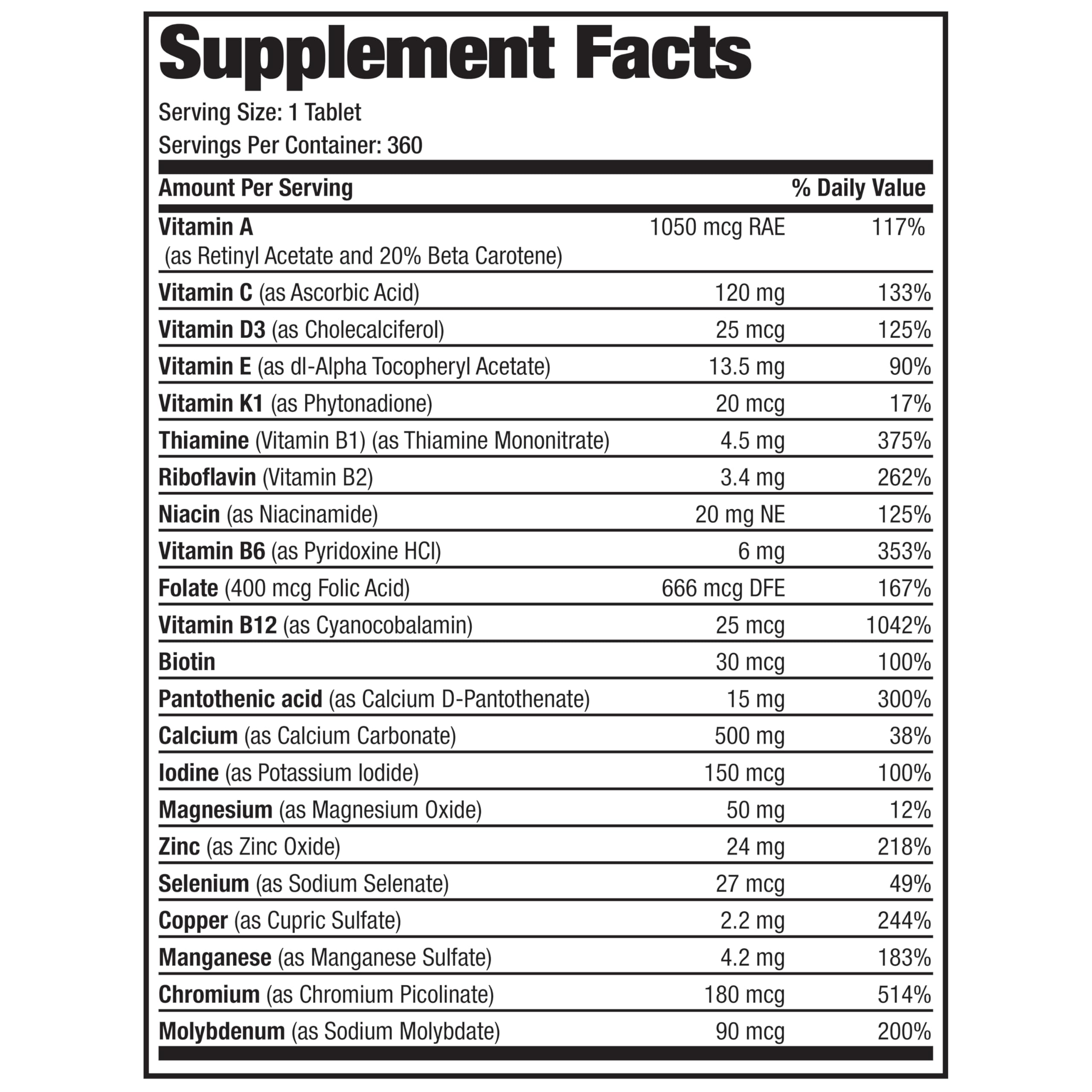Bronson ONE Daily Women’s 50+ Complete Multivitamin Multimineral, 180 Tablets