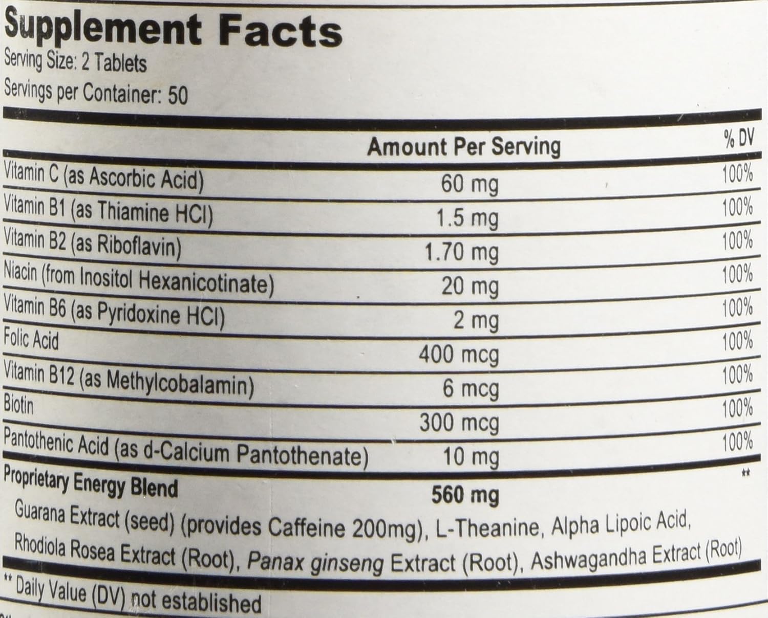 Energy | Complimentary Formula w/Botanically Sourced Caffeine | Complete B-Complex & Energy Supportive Herbs