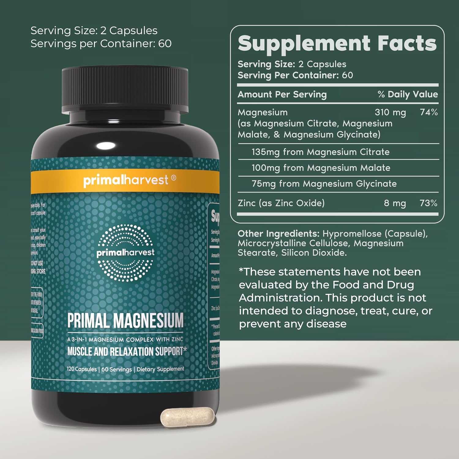 Primal Harvest Total Male+ & Magnesium Supplement Optimize Men’s Health with Targeted Nutrients for Vitality & Recovery 2 Pack Bundle