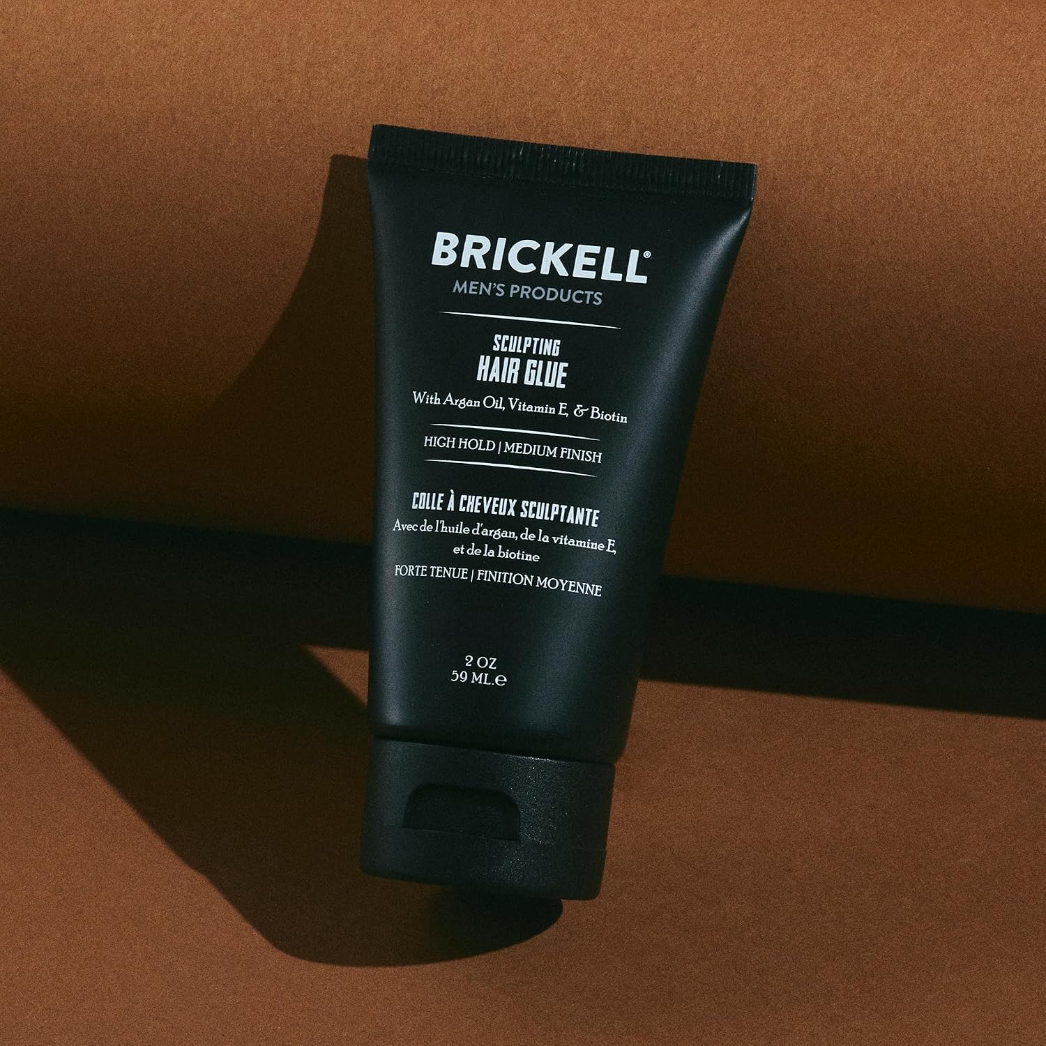 Brickell Men's Hair Styling Sculpting Hair Glue For Men, All Day Lasting Hold for Sculpting and Shaping Hair, With Argan Oil, Vitamin E, and Aloe, 2 Ounce, Scented