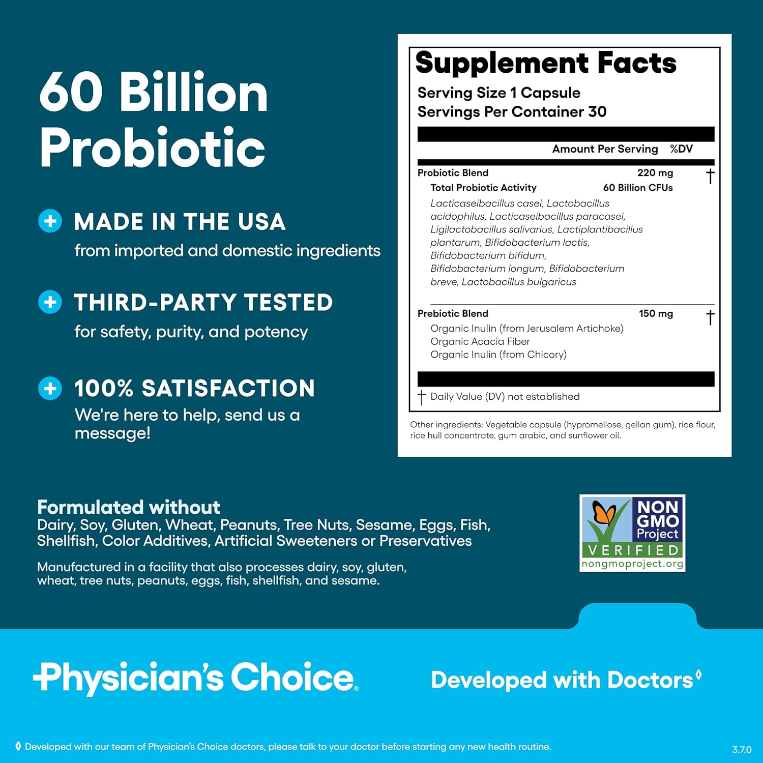 Physician's CHOICE Daily Gut Essentials Bundle: Easy Mix Fiber, Digestive Enzymes & 60 Billion Probiotic