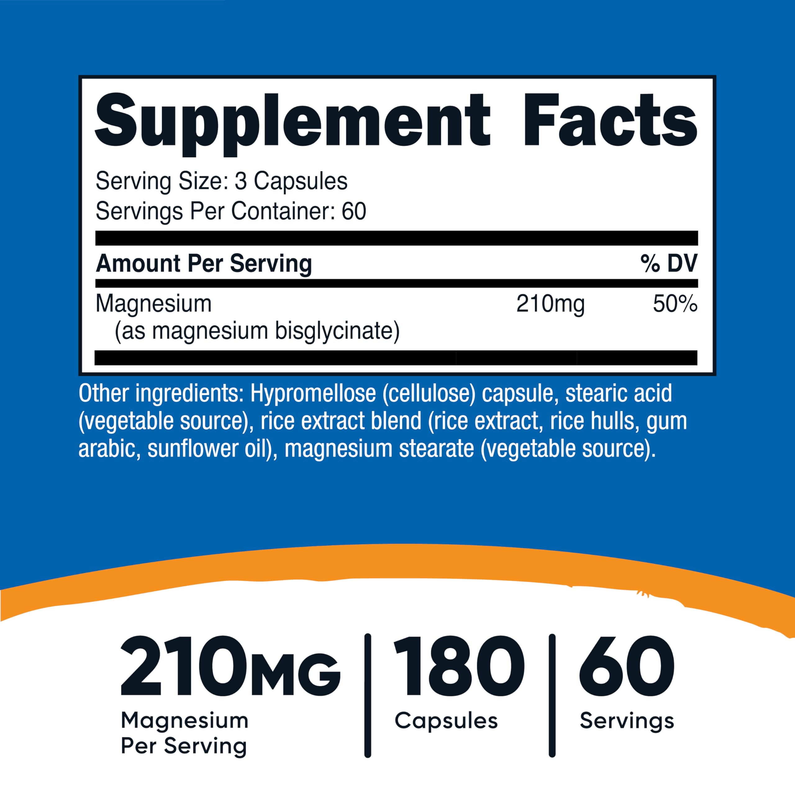 Nutricost Magnesium Glycinate Capsules, 180 Capsules, 210mg | Gentle Absorption, Magnesium Glycinate Supplement