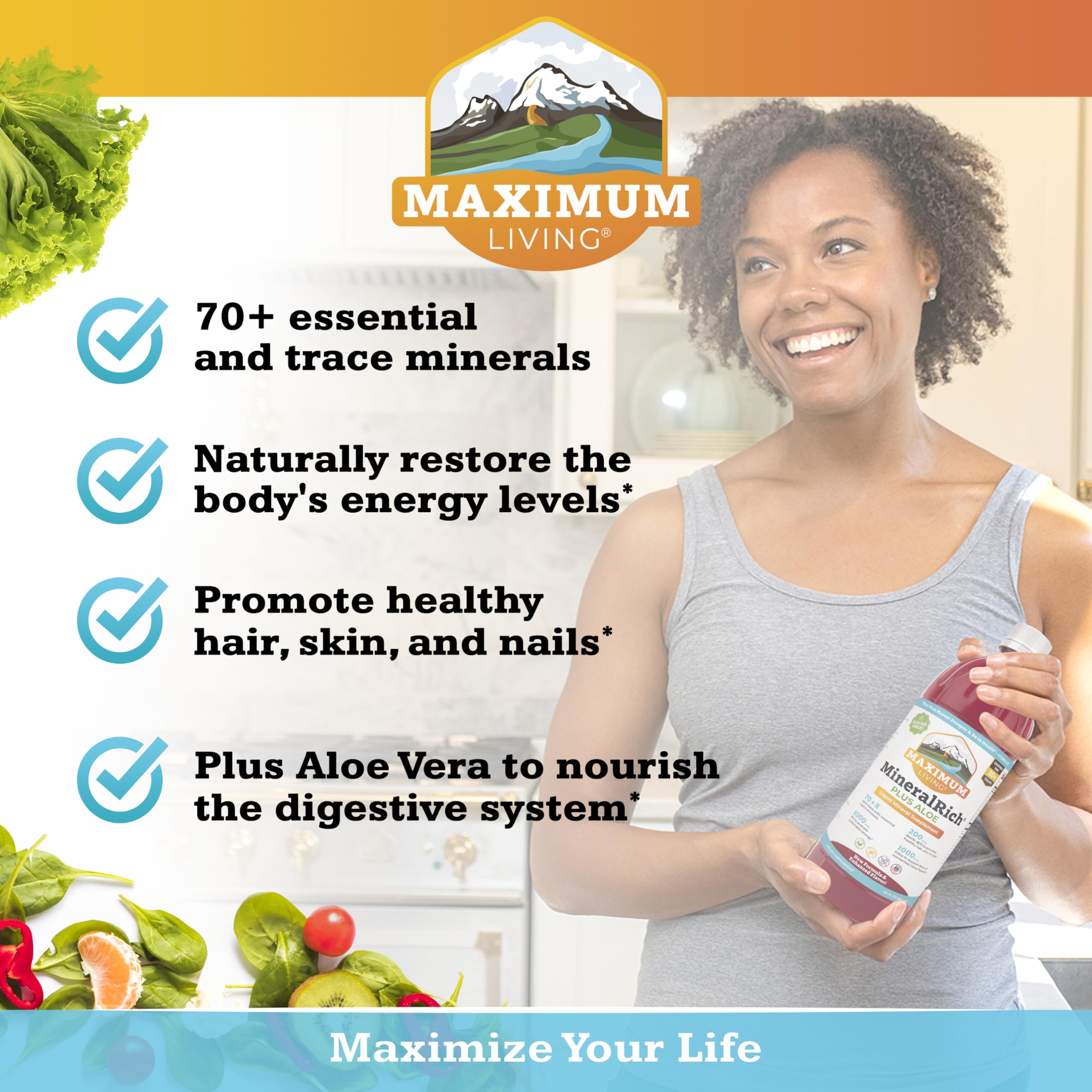 Maximum Living MineralRich Minerals Supplement with Aloe - Liquid Blend of Vitamins and Trace Minerals - 32 oz Maximum LivingBuy Supplements Australia