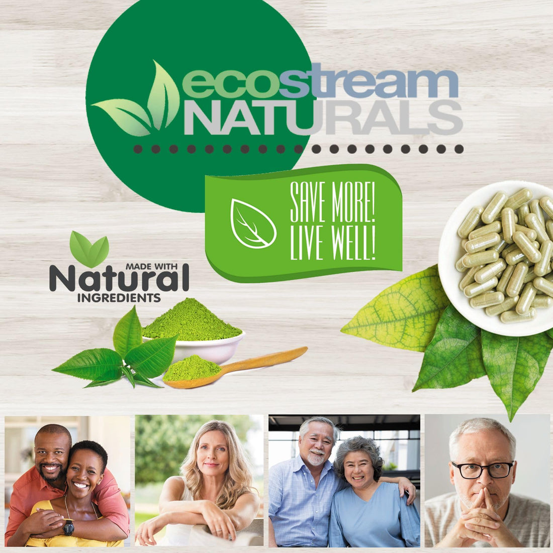 EcoStream Naturals vital-daily super greens supplement container on a white background