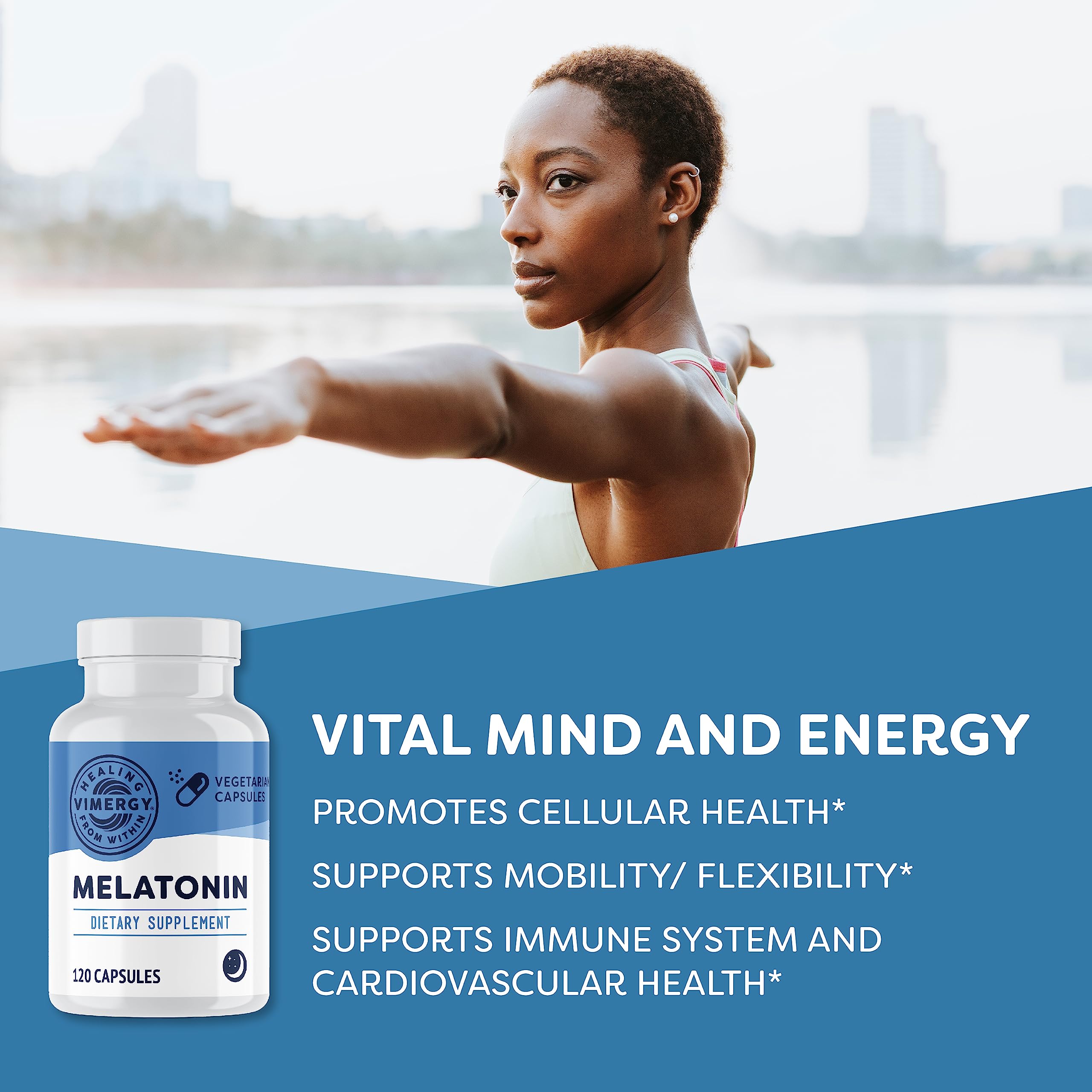 Vimergy Melatonin – Natural Sleep Aid – Sleep Supplement – Helps You Fall Asleep Faster & Stay Asleep Longer - Non-GMO, Gluten-Free, Kosher, Soy-Free, Vegan, Paleo (120 Counts)