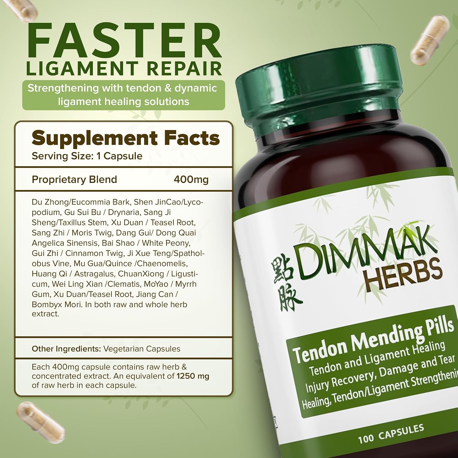 Tendon Mending Pills- Tendon & Ligament Support- Advanced Mobility Formula for Stiffness, Rotator Cuff & Achilles Recovery- Daily Soft Tissue & Injury Repair- TCM Formula