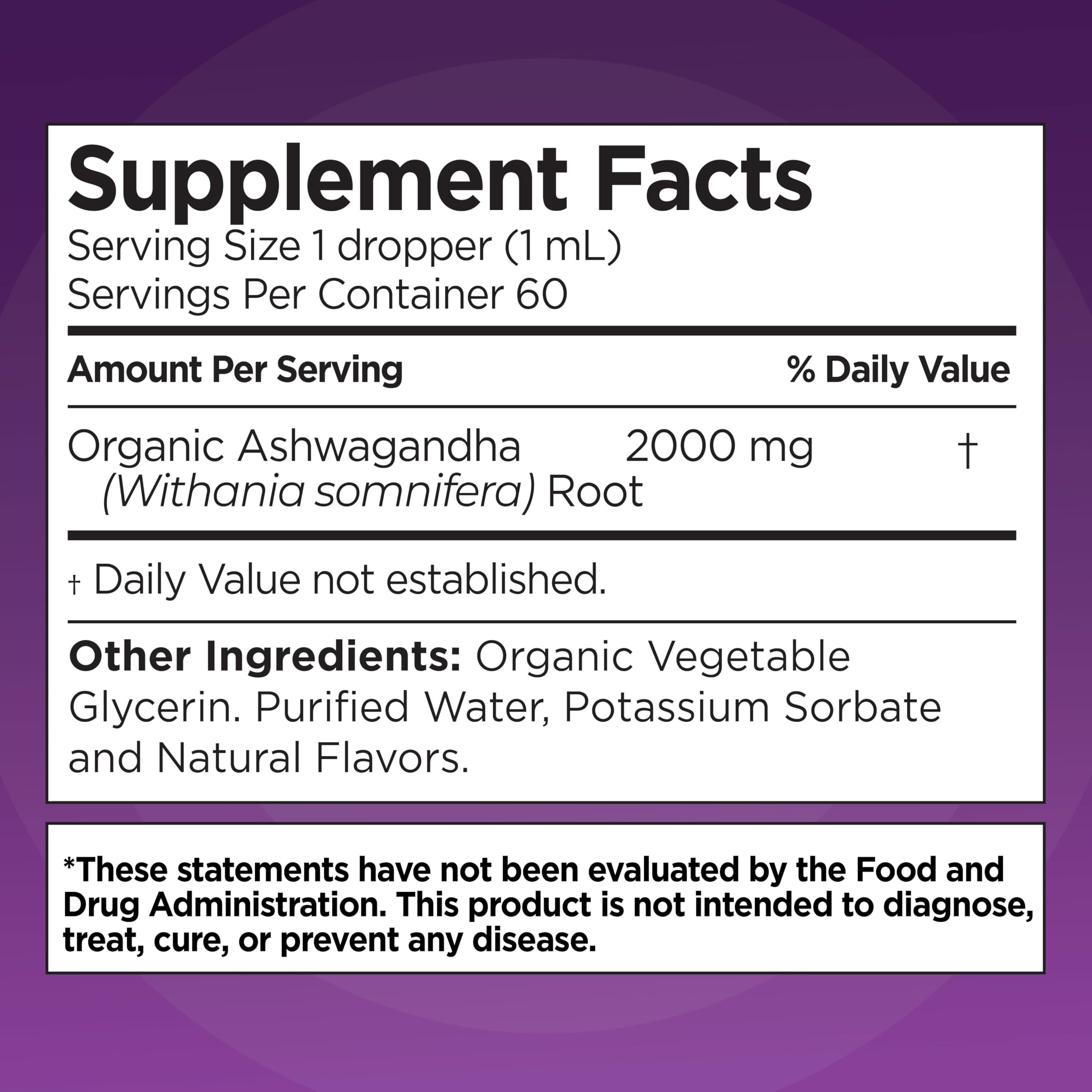 Ashwagandha KSM 66 Drops, 2000mg Natural Berry Flavor - Ashwagandha Supplements for Women, Ksm-66 Ashwaganda Extract for Immune Support, Performance, Heart Health - 60 Servings