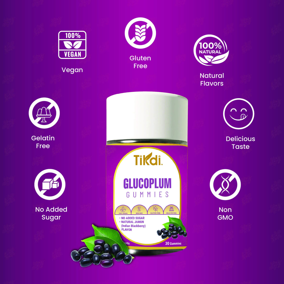 Tikdi Glucoplum Gummies container on a white background