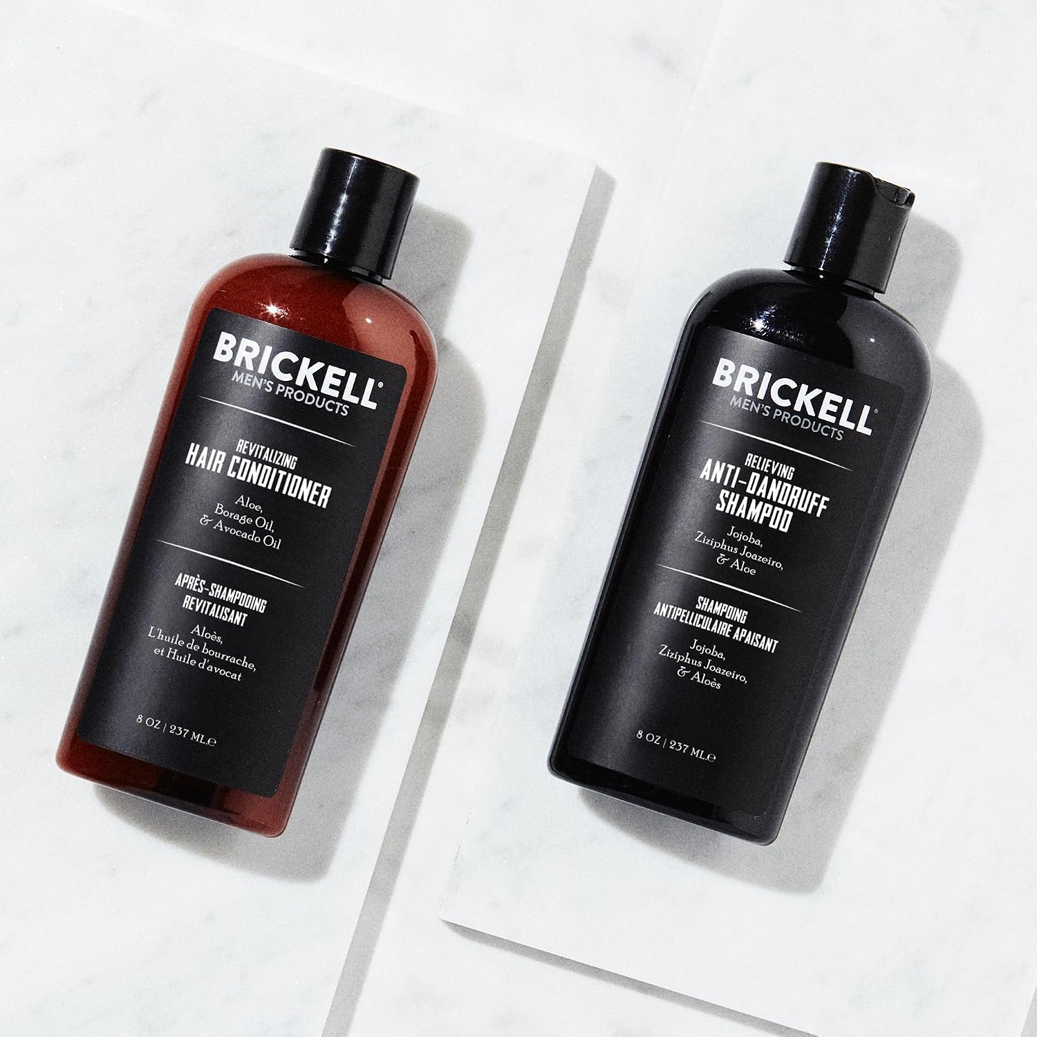 Brickell Men's Daily Relieving Hair Care Routine, Dandruff Shampoo & Conditioner Set For Men, With Salicylic Acid, Jojoba, and Zizyphus Joazeiro, Scented