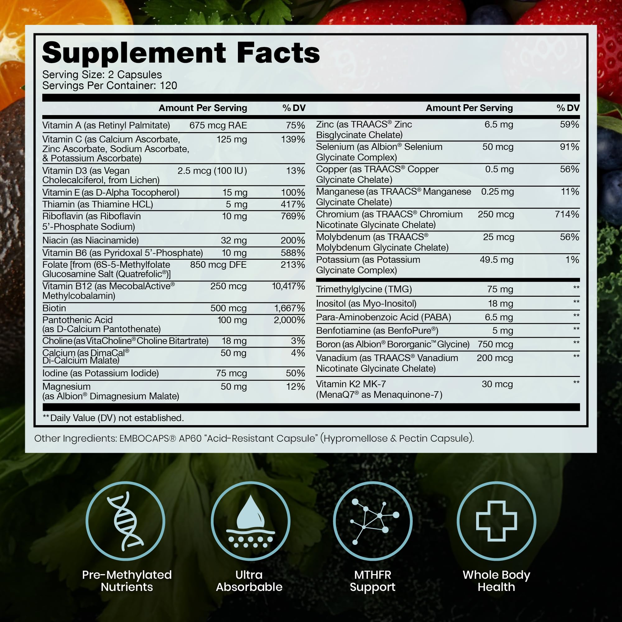Pure Therapro Rx Methylated Multivitamin for Men and Women | Made in USA | Methyl Multi Without Iron Methyl B12 & Methylfolate | 240 Capsules, 4-Month Supply