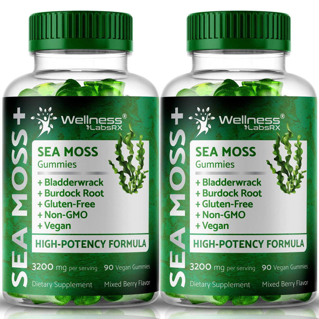 WELLNESS LABSRX Sea Moss Gummies, 3200mg Irish Sea Moss Mixed Berry Flavor with Maximum Potency Bladderwrack and Burdock Root - Supports Skin, Energy and Immunity - 180 Count WELLNESS LABSRXBuy Supplements Australia