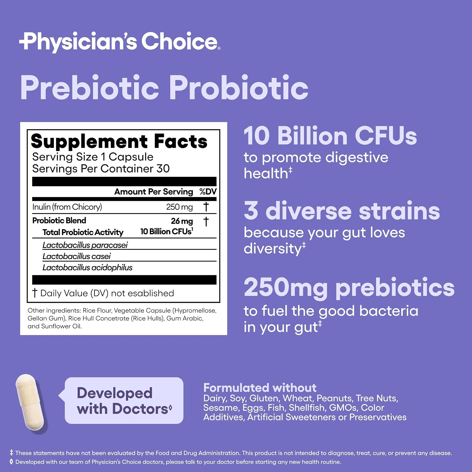Physician's CHOICE Prebiotic-Probiotic + Digestive Multi-enzymes 60CT - Digestive Health Bundle