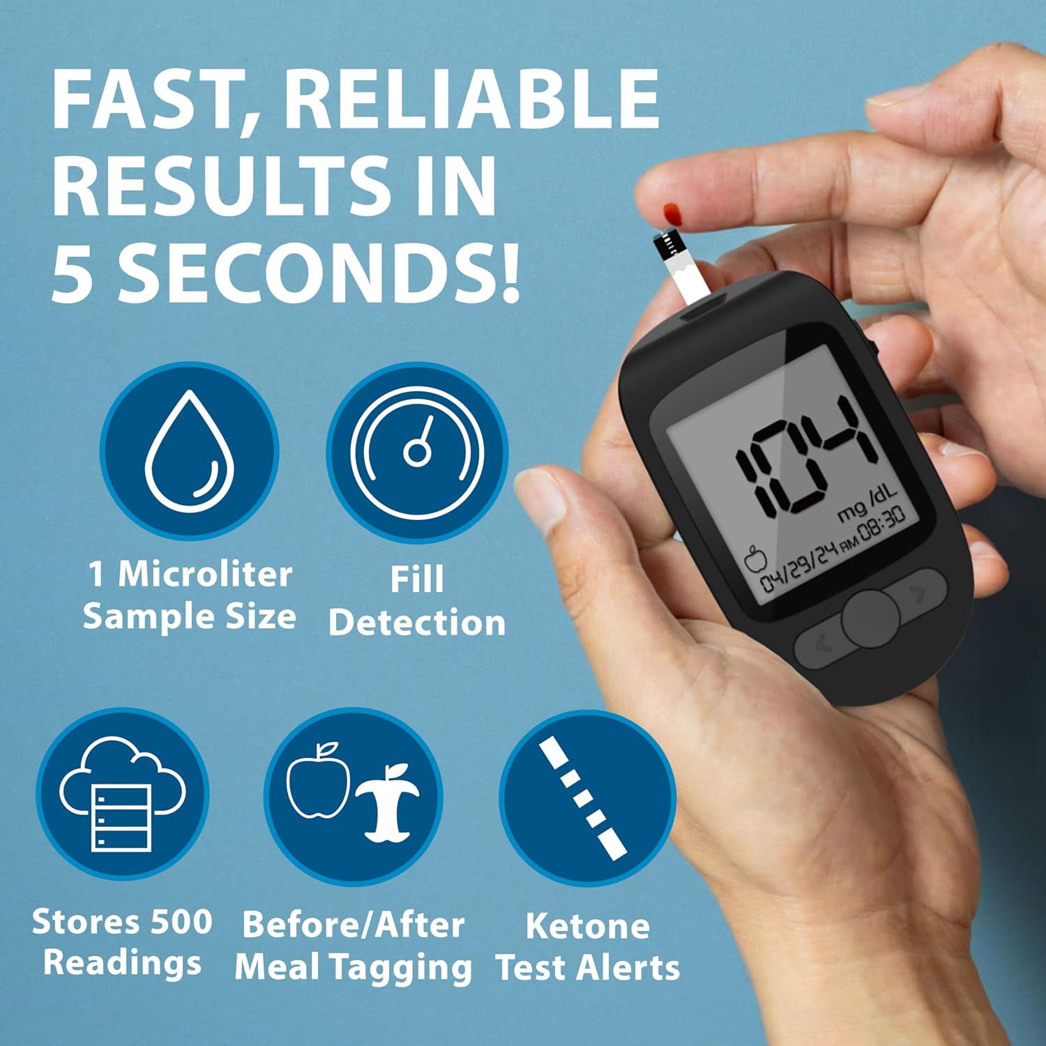 TRUENESS Blood Glucose Meter Kit with Testing Supplies | Includes Blood Glucose Monitor, Case, 100 Test Strips, 100 Lancets, Lancing Device - Fast, Easy Testing Supplies for Home Use