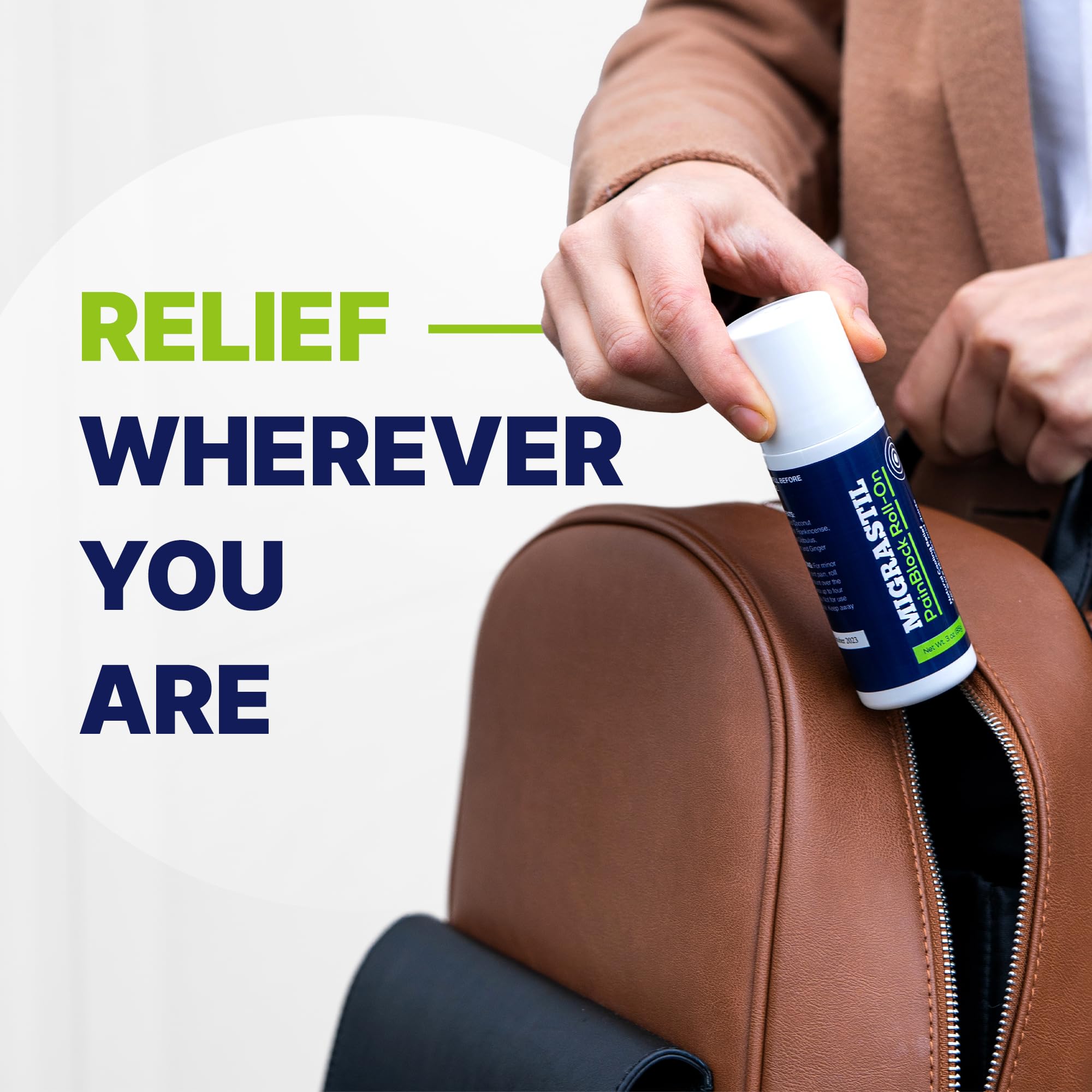 Basic Vigor Migrastil PainBlock Roll-On, 3 oz - Topical Roll-On for Muscle Aches, Cramps, Joint & Nerve Discomfort. Works Great on Shoulders, Neck, Feet, Knees, Legs, Back, Elbows, HIPS, Etc. Basic VigorBuy Supplements Australia