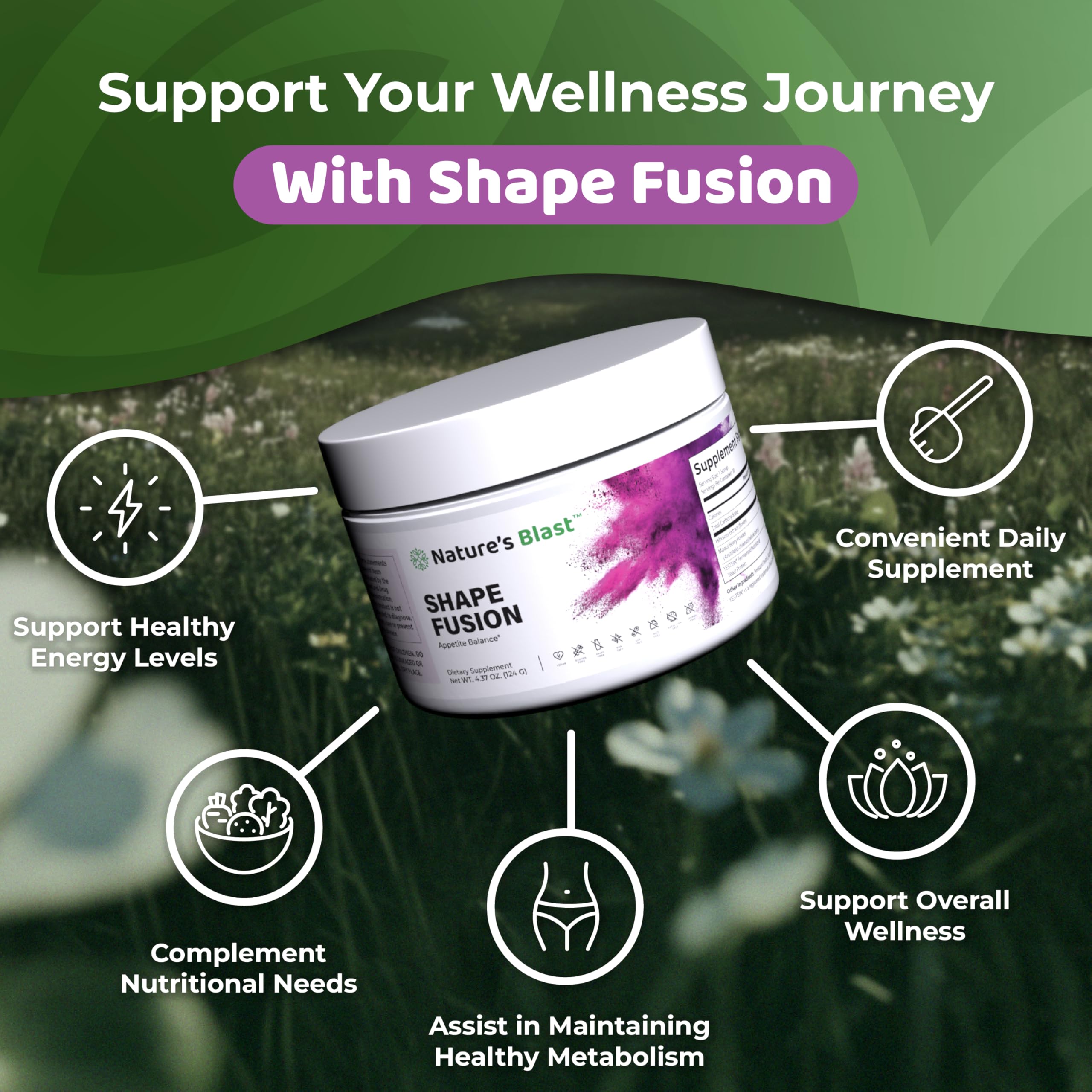NATURES BLAST Shape Fusion® - GLP-1 Supplements with Ashwagandha, Hibiscus, Ceylon Cinnamon, Maqui Berry & African Mango Extract - Supports Healthy Habits, Energy & Body Balance - 30 Servings NATURES BLASTBuy Supplements Australia