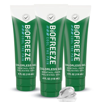 Biofreeze Pain Relief Gel for Knee, Neck, Hip, Joint, Shoulder, & Simple Backache, Arthritis Pain Reliever, Sore Muscle Relief, Colorless Menthol Gel 4 Fl Oz (Pack of 3) BiofreezeBuy Supplements Australia