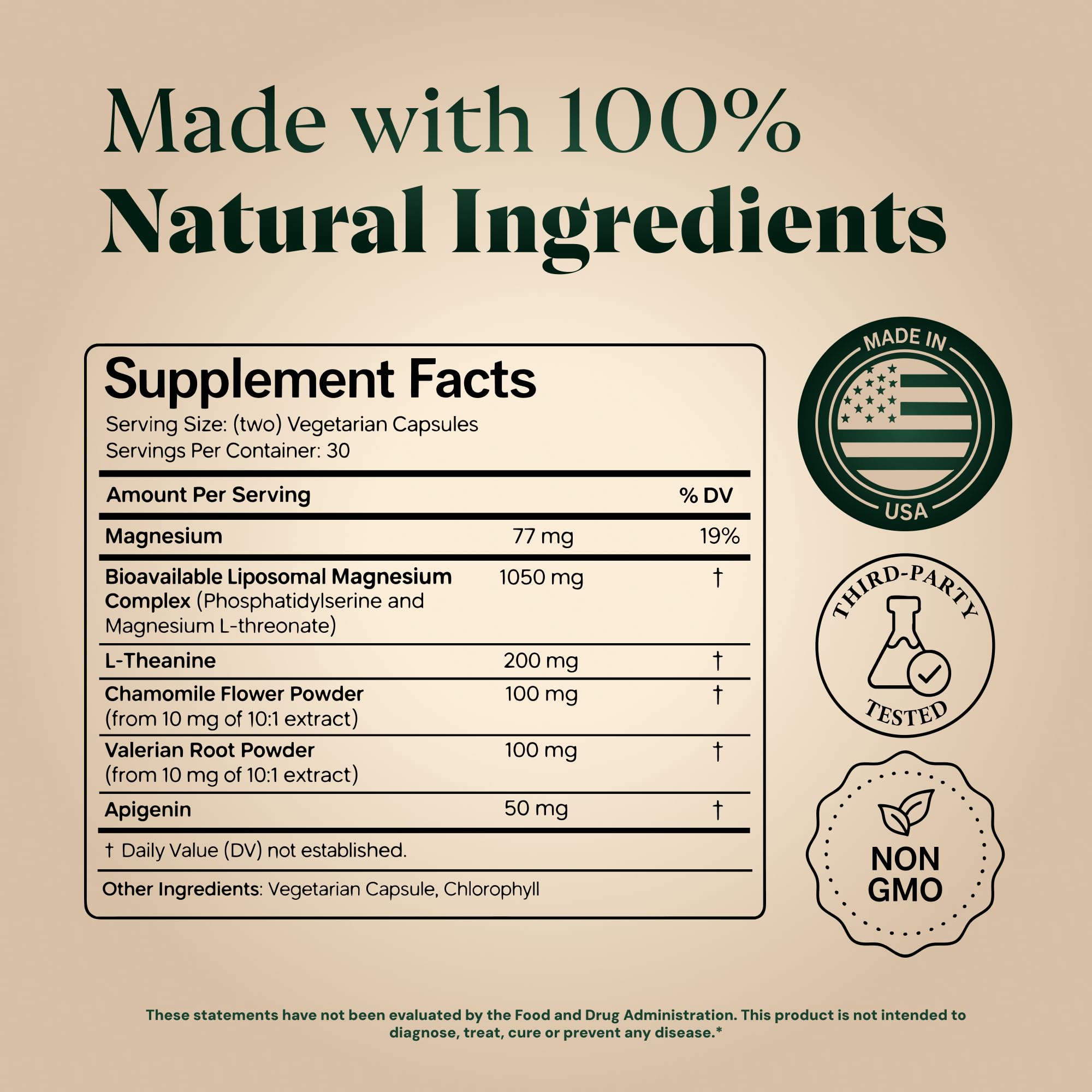 Magnesium L-Threonate with Apigenin, Valerian Root & L-Theanine – No Melatonin Restful Sleep & Brain Supplement – Clinically Studied 7-Ingredient Formula