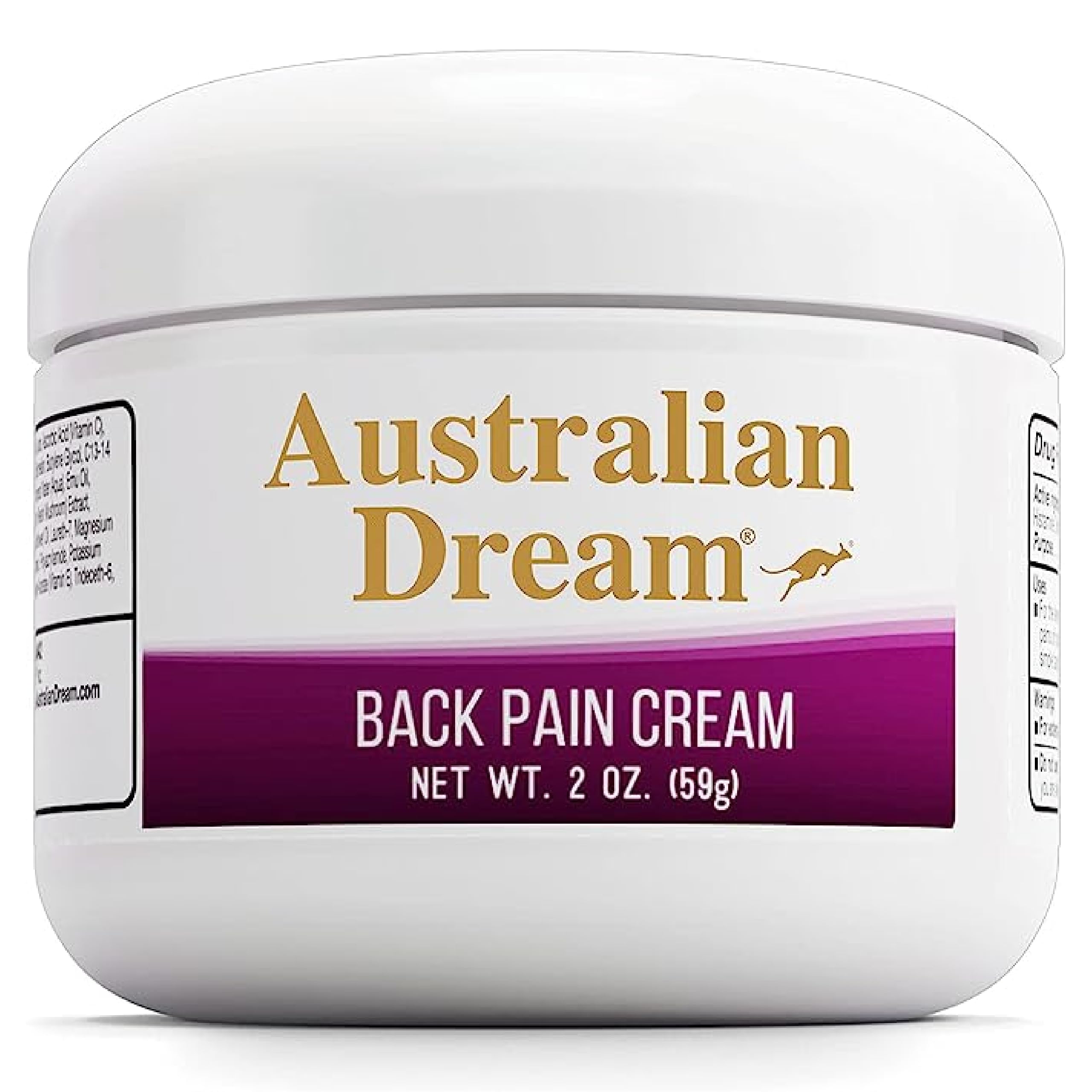 Australian Dream Back Pain Cream - Soothing, Non-Greasy Muscle Pain Relief Cream - Good for Neck, Back, Body, or Muscle Aches - 2 oz Jar Australian DreamBuy Supplements Australia