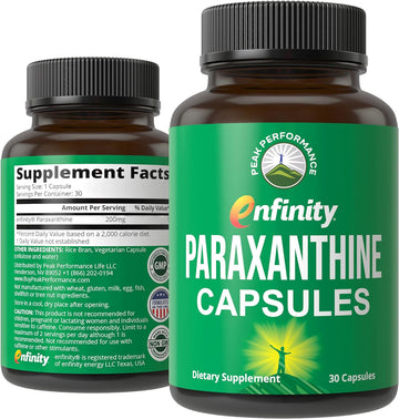 Paraxanthine Capsules for Clean, Jitter Free Energy - Enfinity Supplement - Known for Focus, Concentration, and Productivity - Plus Great for A Pre Workout - Nootropic Pills for Men & Women