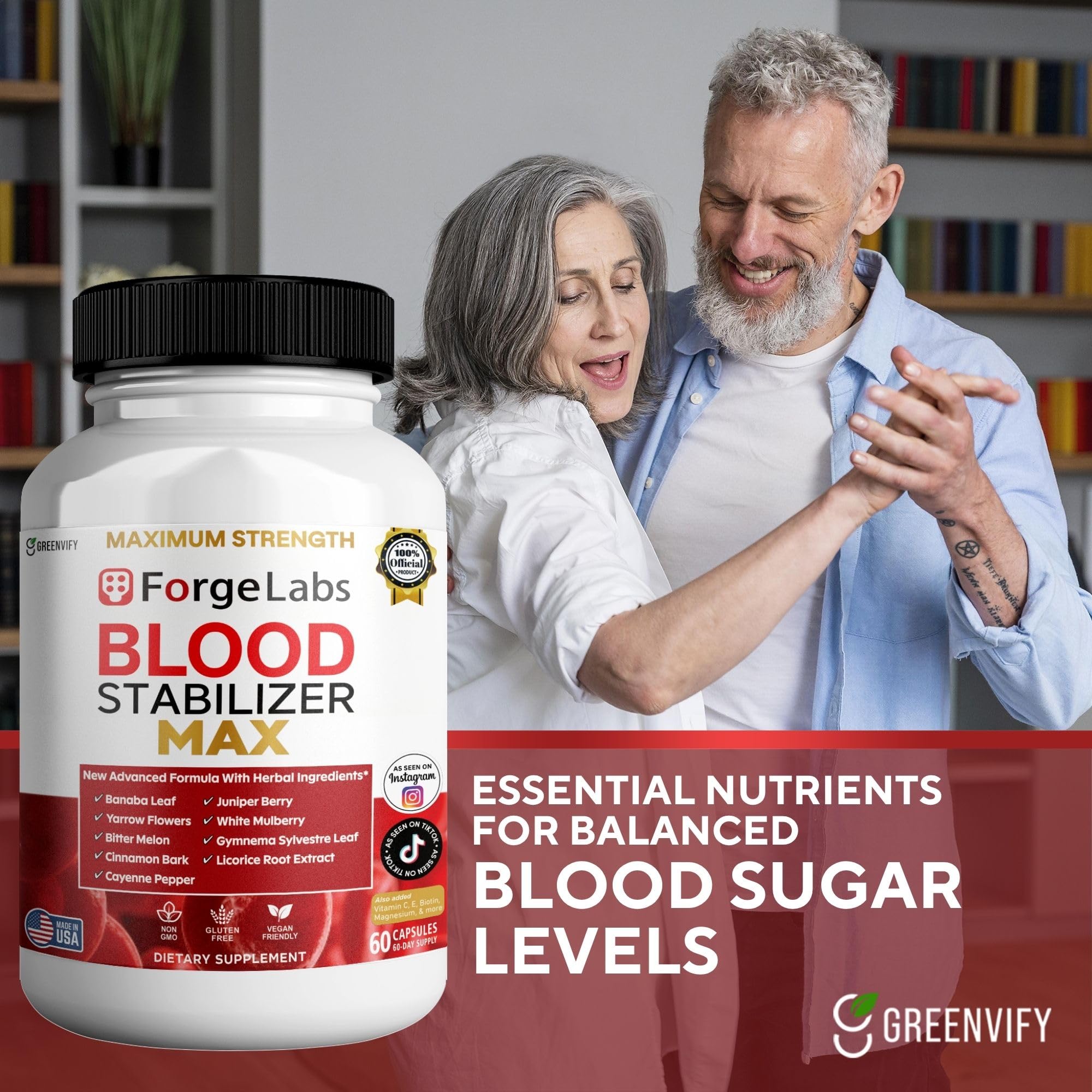GREENVIFY ForgeLabs Blood Stabilizer Max, Maximum Strength Dietary Supplement, 60 Veggie Capsules, with Banaba Leaf, Juniper Berry, White Mulberry. (1) GREENVIFY buy supplements Au