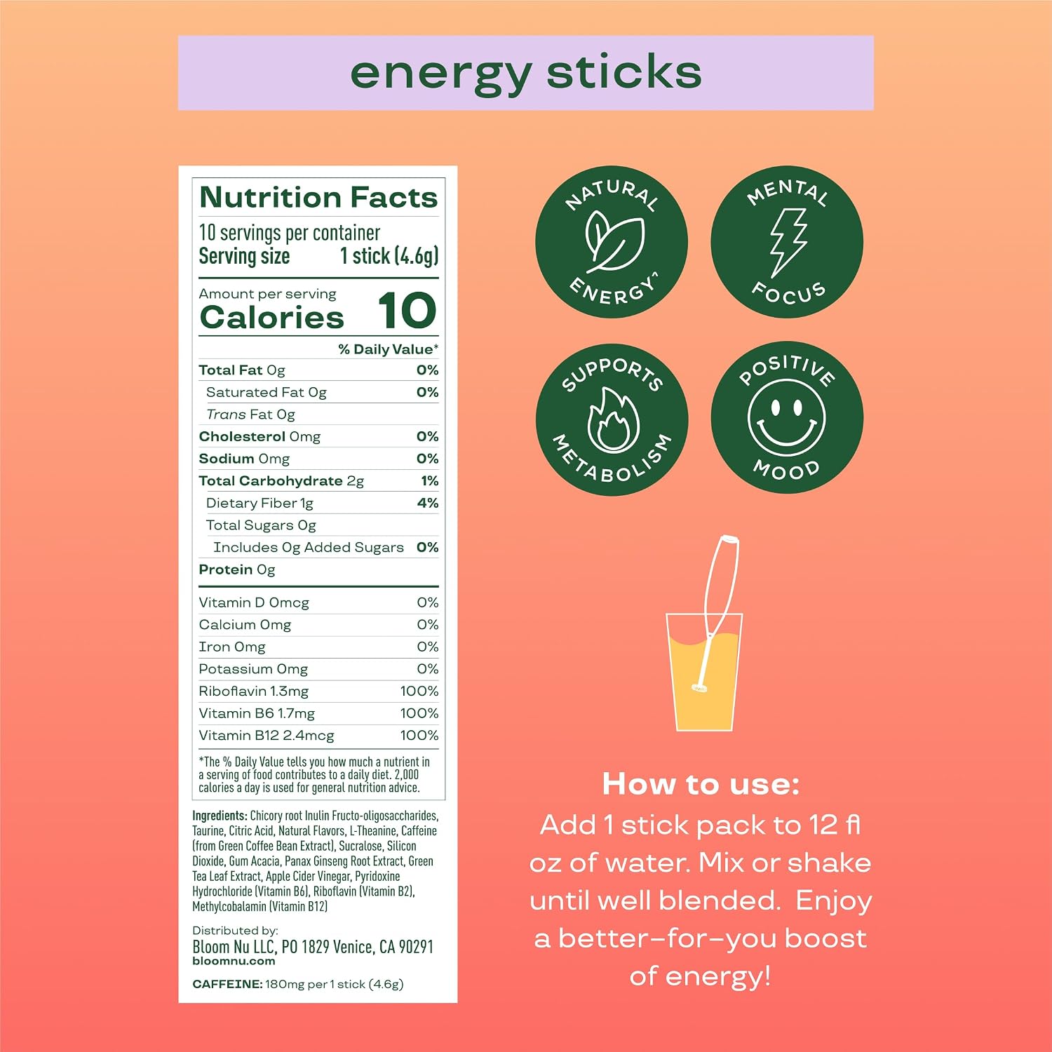 Bloom Energy Sticks Peach Mango and Hydration Sticks Rocket Blast Bundle