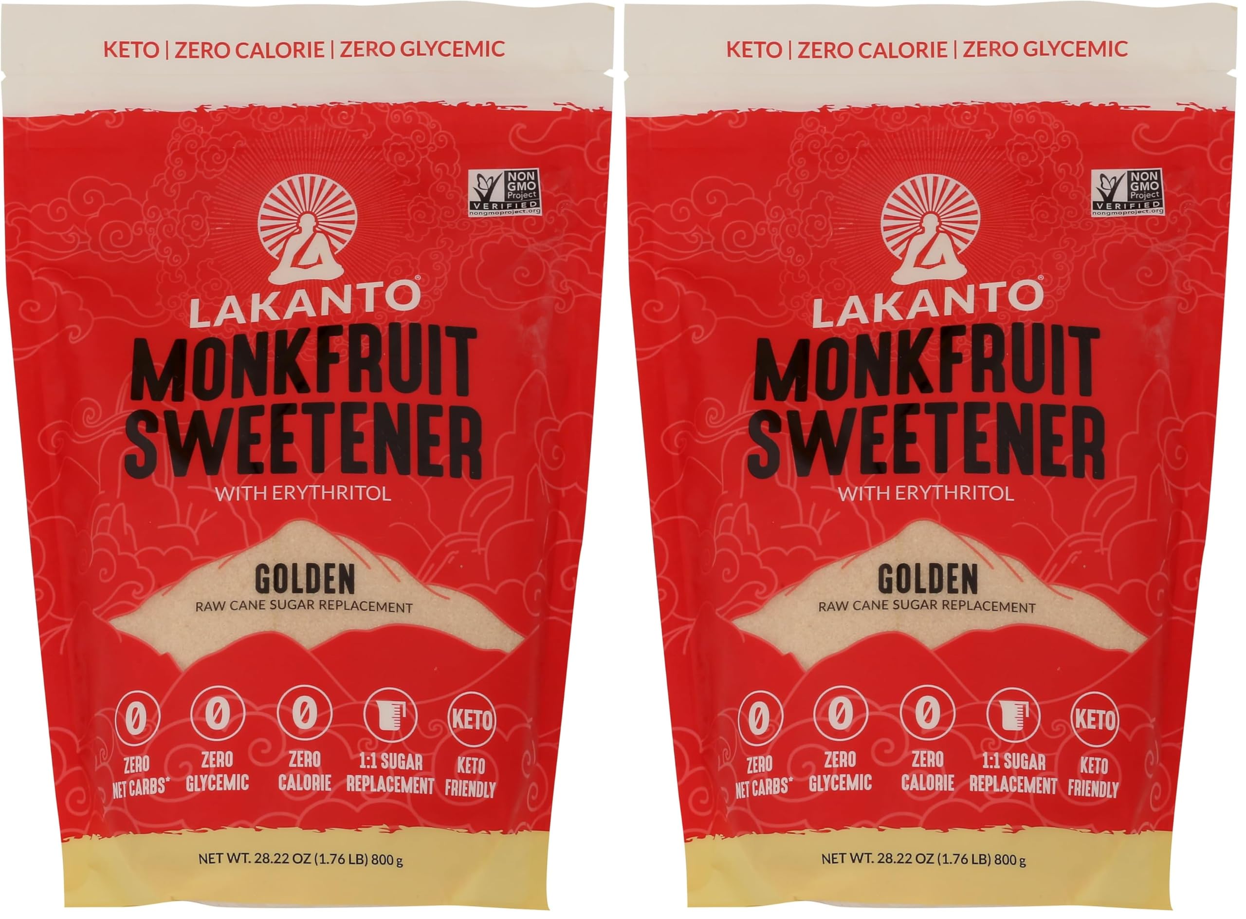 Lakanto Monk Fruit Sweetener All Natural Sugar Substitute, Golden,28.22 Ounce, 1.76 Pound (Pack of 1)