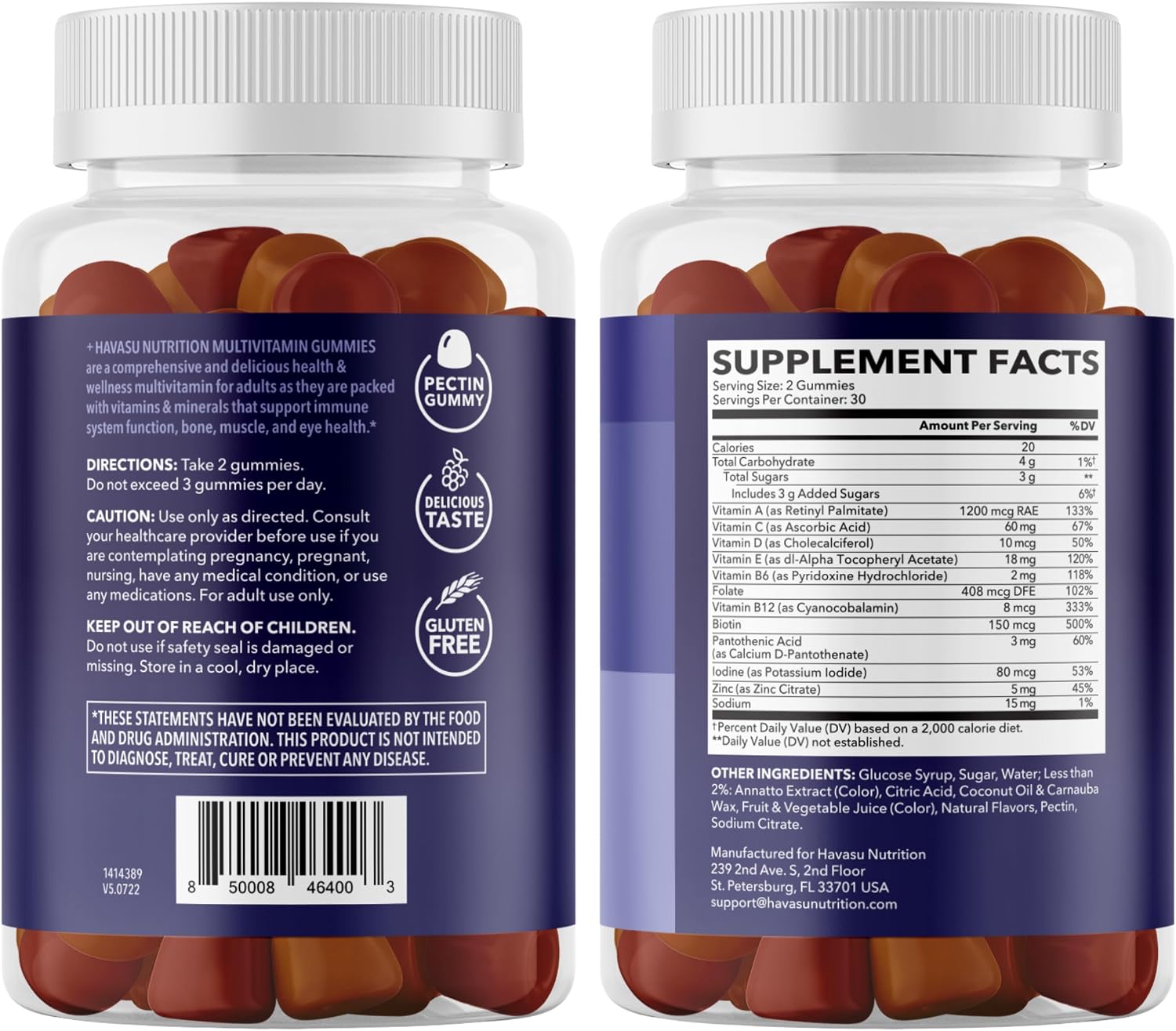 Multivitamin Gummies for Adults, Mixed Berry, 60 Count, 30 Day Supply | Multivitamin Gummies for Men and Women with Vitamins and Minerals Zinc, Vitamin C, Vitamin D, Daily Defense, 30 Servings