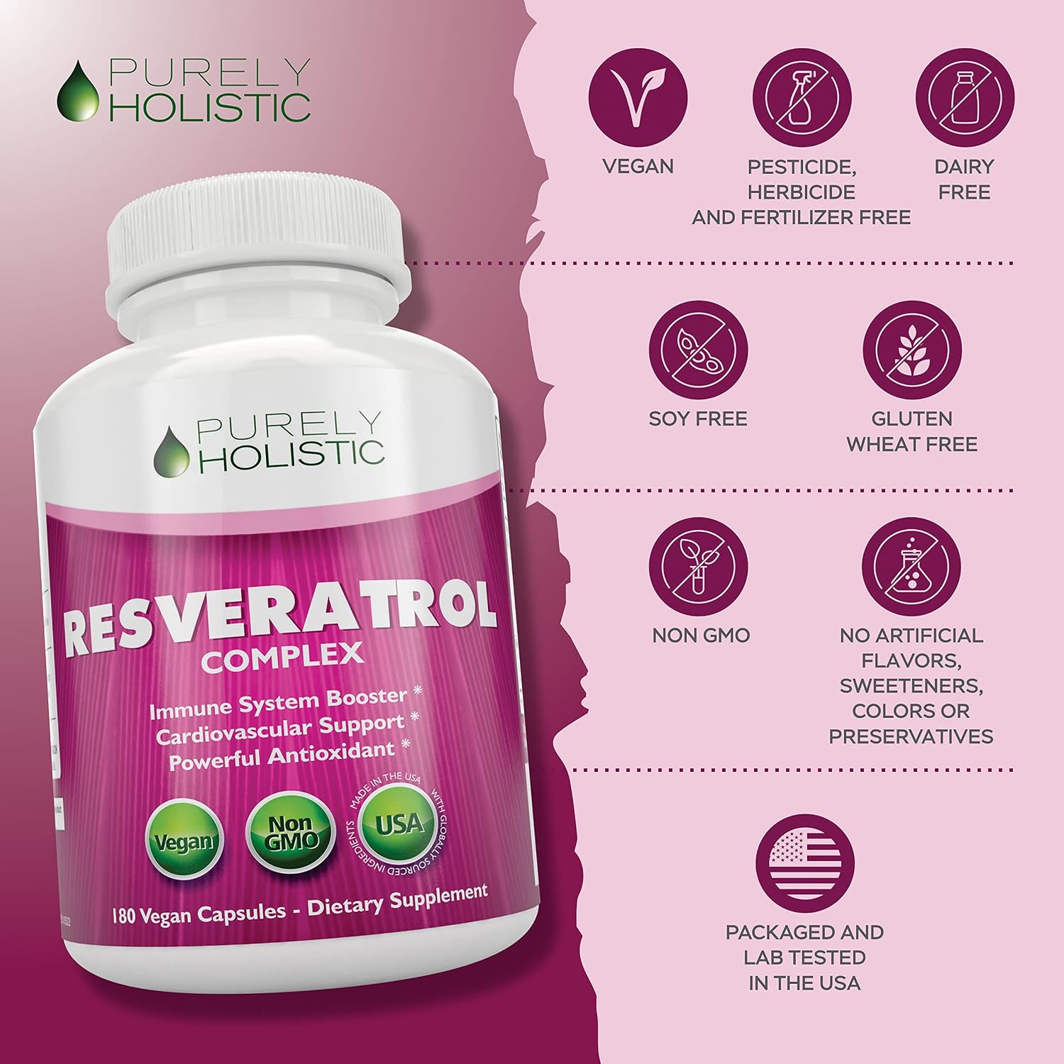 Resveratrol Supplement 1450mg, Extra Strength Trans Resveratrol Complex | Potent Antioxidant Support for Healthy Aging & Cellular Health with Polyphenol Blend, Vegan, 180 Capsules (3 Month Supply)