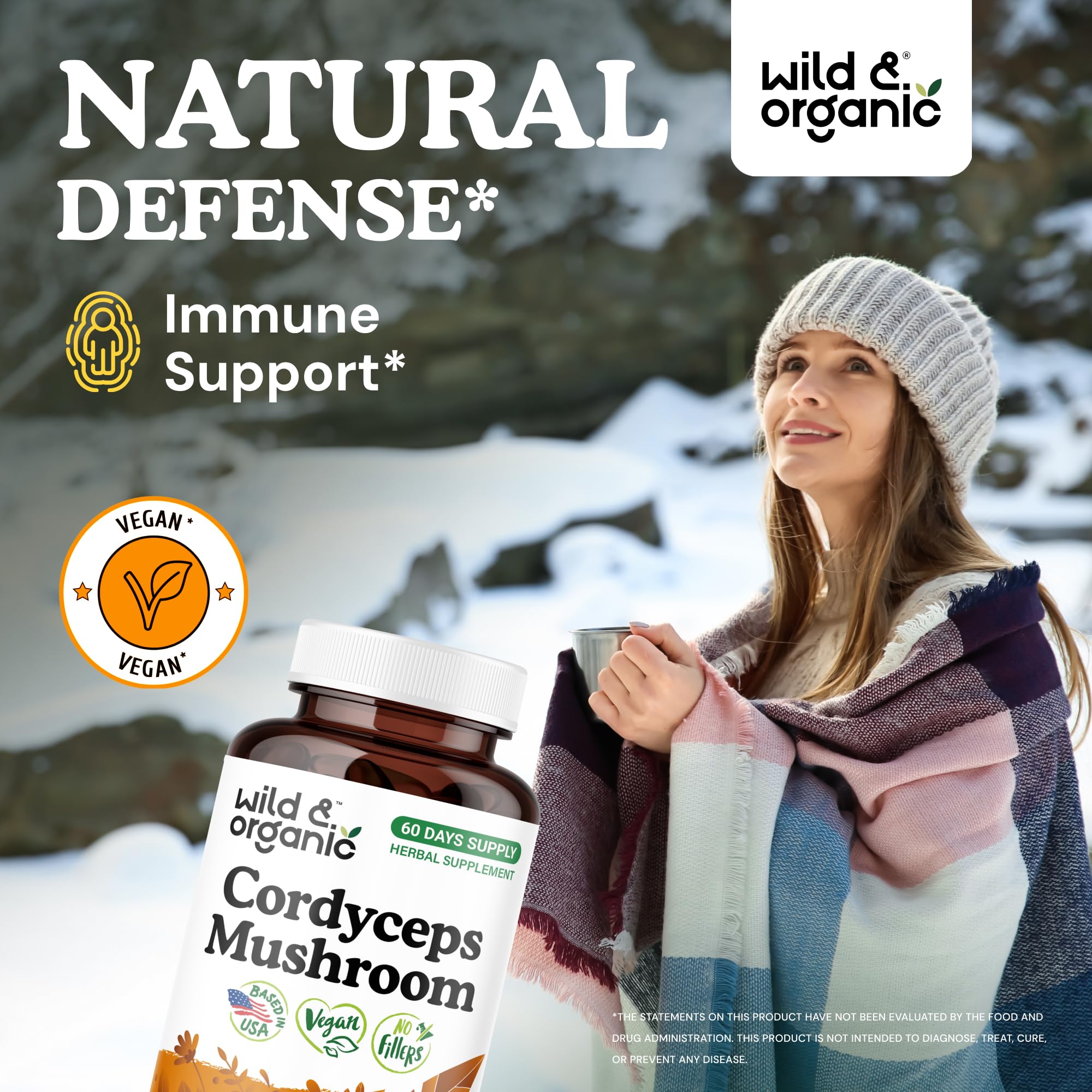 Wild & Organic Cordyceps Mushroom Tincture - Energy & Immune Support - Cordyceps Sinensis Extract Supplement - Liquid Mushroom Drops - Add to Tea & Mix with Powder - Sugar & Alcohol-Free - 4 fl oz