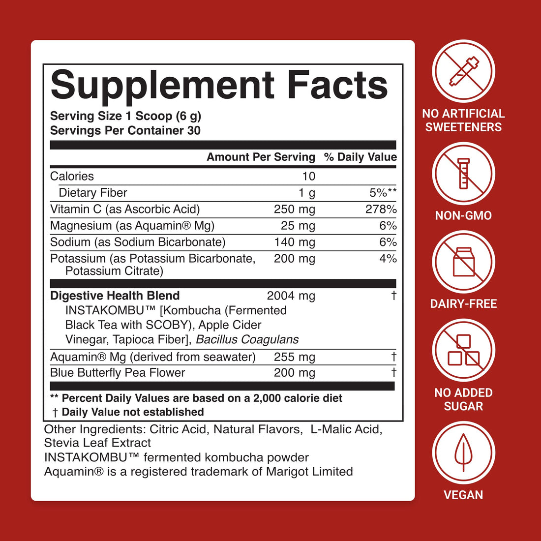 ACTIVATEDYOU Daily Digestive Tonic Kombucha - Support Healthy Digestion & Youthful, Long-Lasting Energy- Prebiotic Fiber, Probiotics, Postbiotics, Vitamin C, Berry Lemonade Flavor (30 Servings) ACTIVATEDYOU buy supplements Au