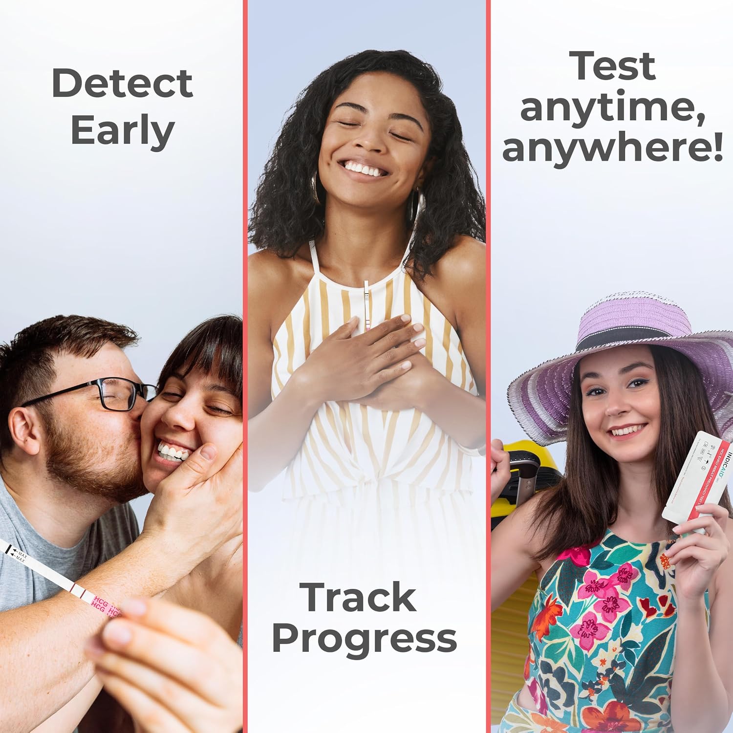 INDICAID 510K Cleared Early Detection Pregnancy Test Strips, High Sensitivity 10mIU to Test 6 Days Before Missing Period, 25 Tests Daily Monitoring of hCG During Pregnancy, Over 99% Accuracy