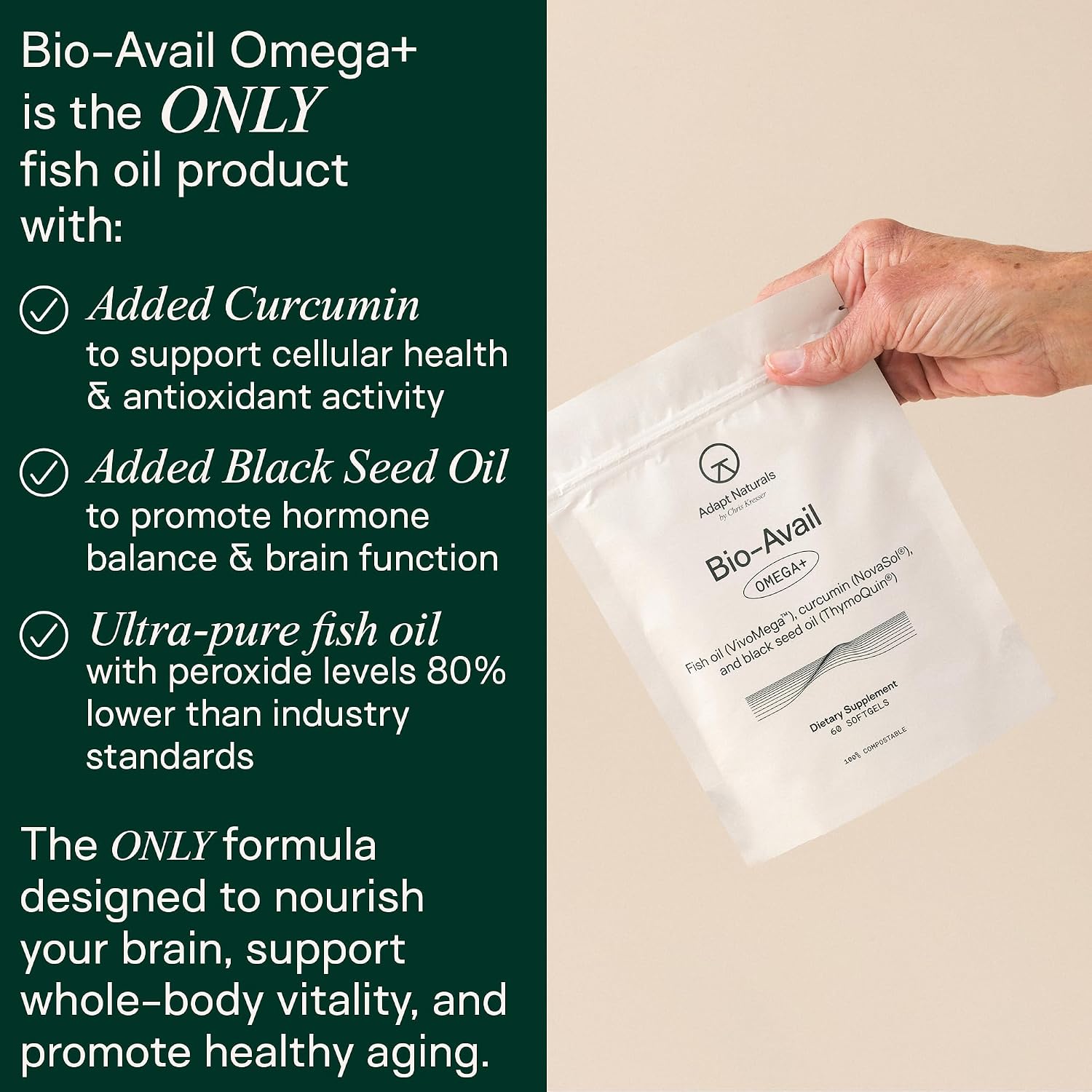Adapt Naturals Brain & Body Wellness Bundle – Bio-Avail Omega+ Fish Oil & Luminous Mind Nootropic Supplement – 30-Day Supply