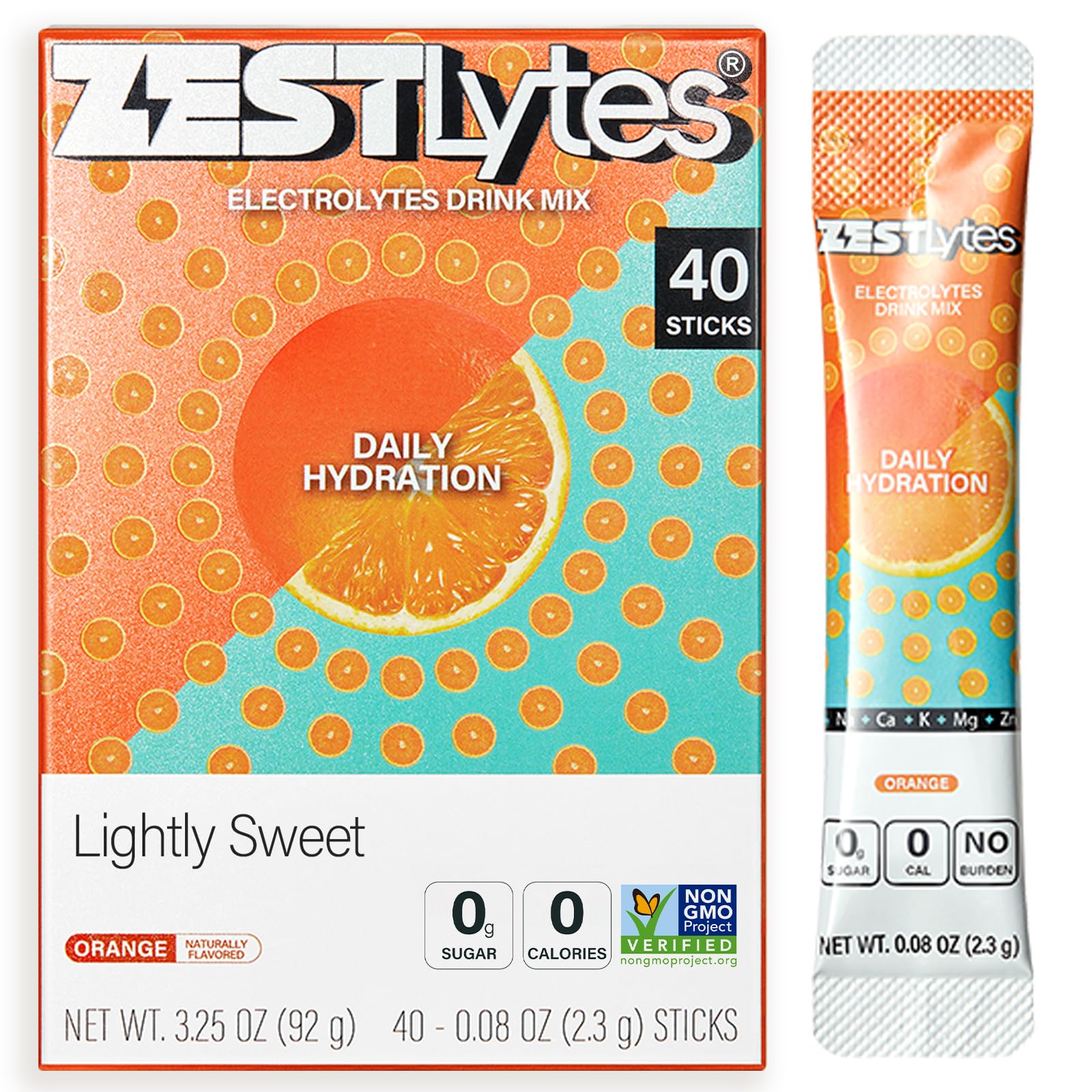 40 Sticks Low Sodium Sugar Free & 0 Calorie Electrolyte Hydration Packets | Lightly Sweet Electrolyte Powder Drink Mix, Liquid Daily IV Flavors Lemon Orange Peach Grapefruit