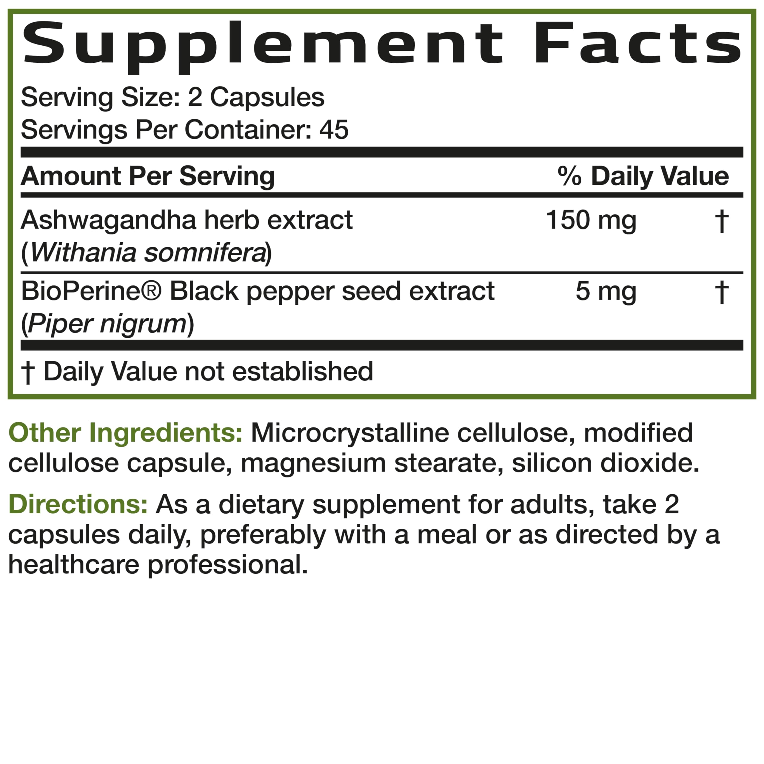 Bronson Ashwagandha Extra Strength Stress & Mood Support with BioPerine - Non GMO Formula, 120 Vegetarian Capsules