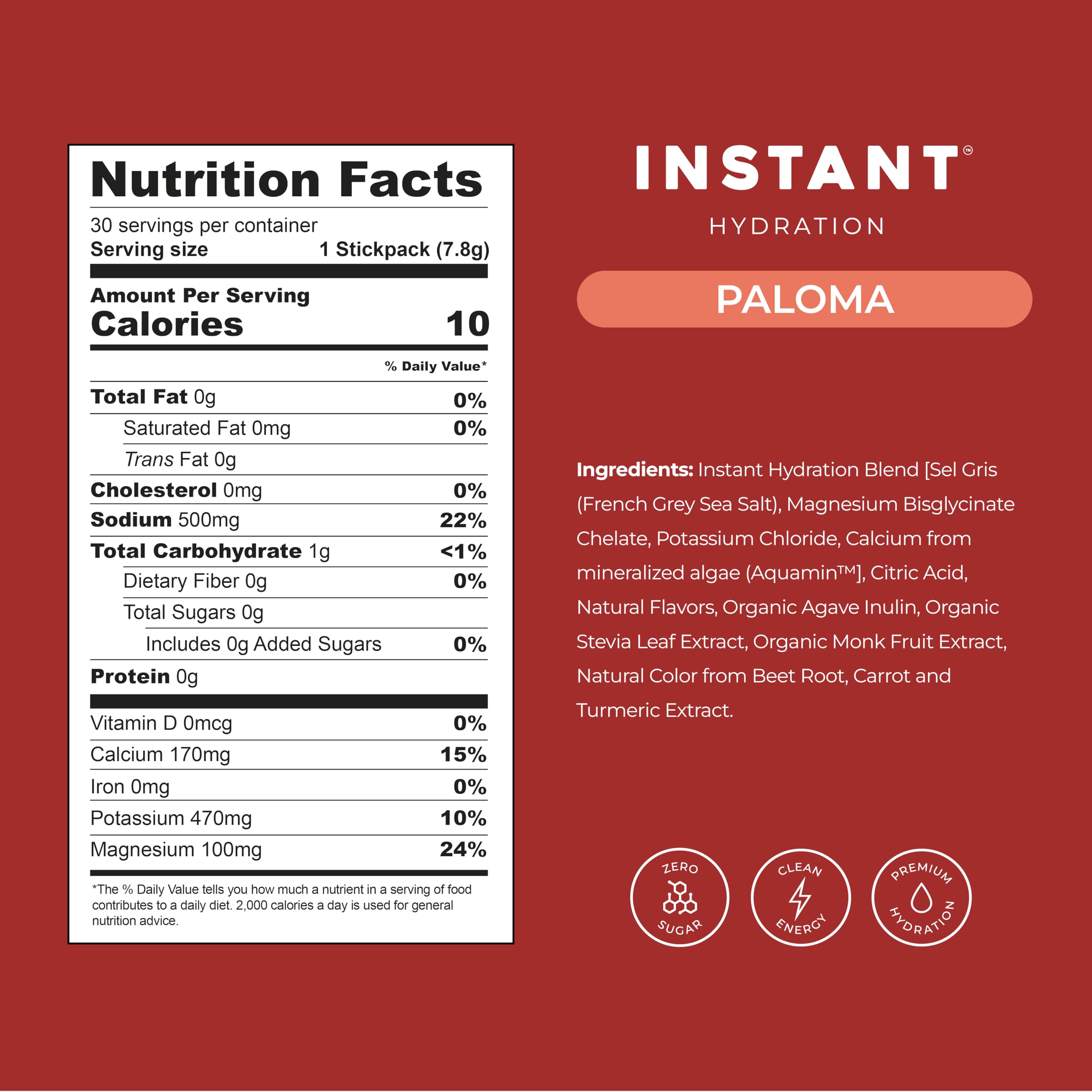 Instant Hydration Electrolytes Powder Packets - Watermelon Electrolyte Drink Mix - Zero Sugar - Keto, Vegan, Gluten-Free, Non-GMO - Boost Recovery, Brain Health, Muscle & Tissue Support- 30 Sticks