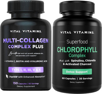 Vital Vitamins Multi Collagen Complex Plus + Chlorophyll Complex Capsules