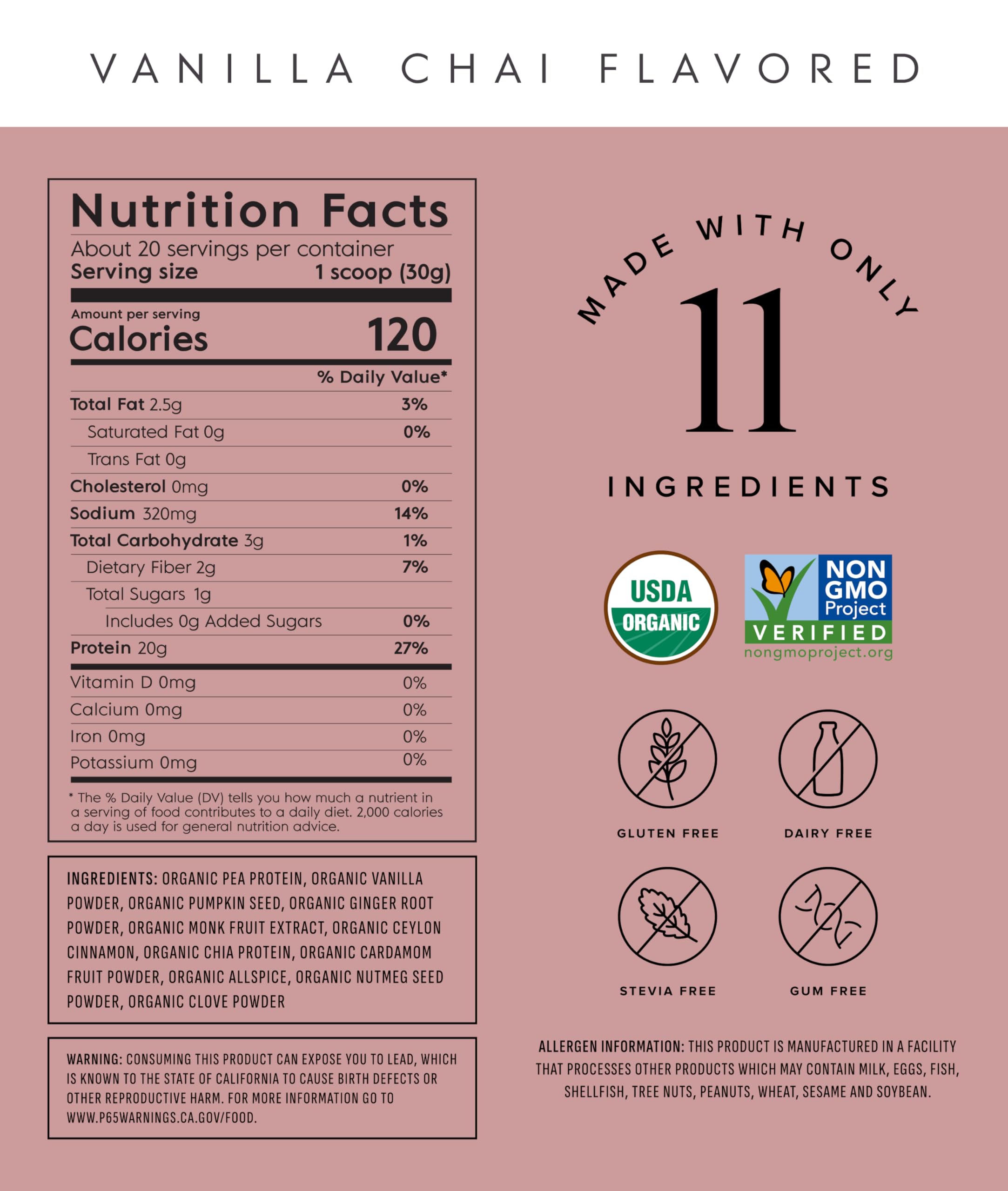 Truvani Organic Plant Based Protein Powder | Vanilla | 18 Servings | Vegan | 20g Pea Protein | Keto | Gluten & Dairy Free | Low Carb | No Added Sugar