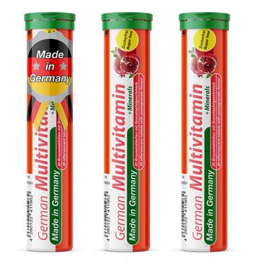 T&D German Multivitamin + Mineralien Drink Effervescent Tablets 60 Servings Pomegranate Flavour – 10 Vitamins + 2 Minerals – Made in Germany T&D buy supplements Au