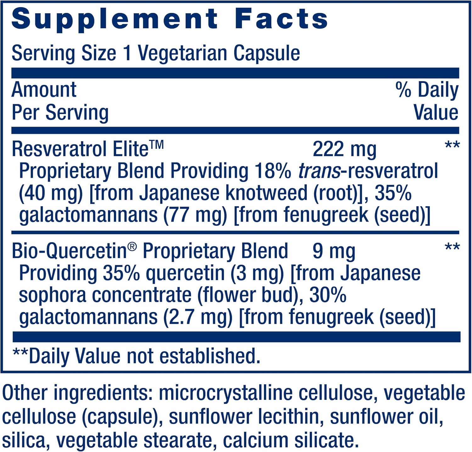 Life Extension Optimized Resveratrol Elite, Trans-resveratrol, quercetin, Healthy Aging, Heart Health, Brain Health, oxidative Stress, Gluten-Free, Non-GMO, Vegetarian, 60 Capsules