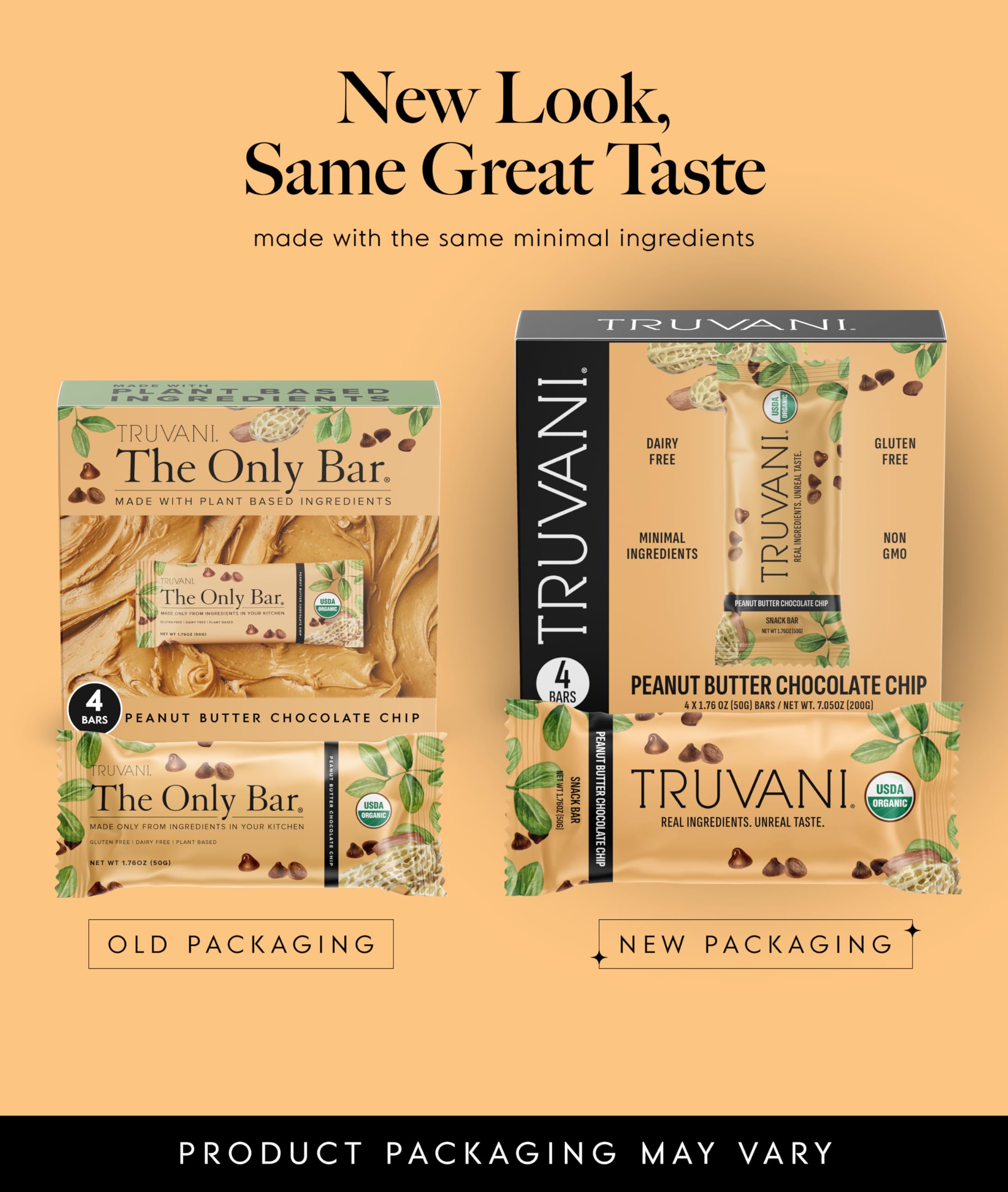 Truvani Plant Based Snack Bars | Variety | 12 Pack | Vegan | 5-8g Protein | USDA Organic and Vegan | Dairy, Soy, and Gluten Free | Individually Wrapped