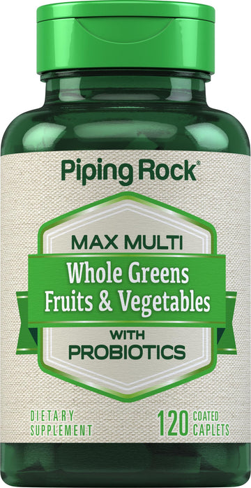 Piping Rock Fruits and Veggies Supplement | 120 Caplets | Fruit and Vegetable Blend with Probiotics | Max Multi Vitamin | Non-GMO, Gluten Free Piping RockBuy Supplements Australia