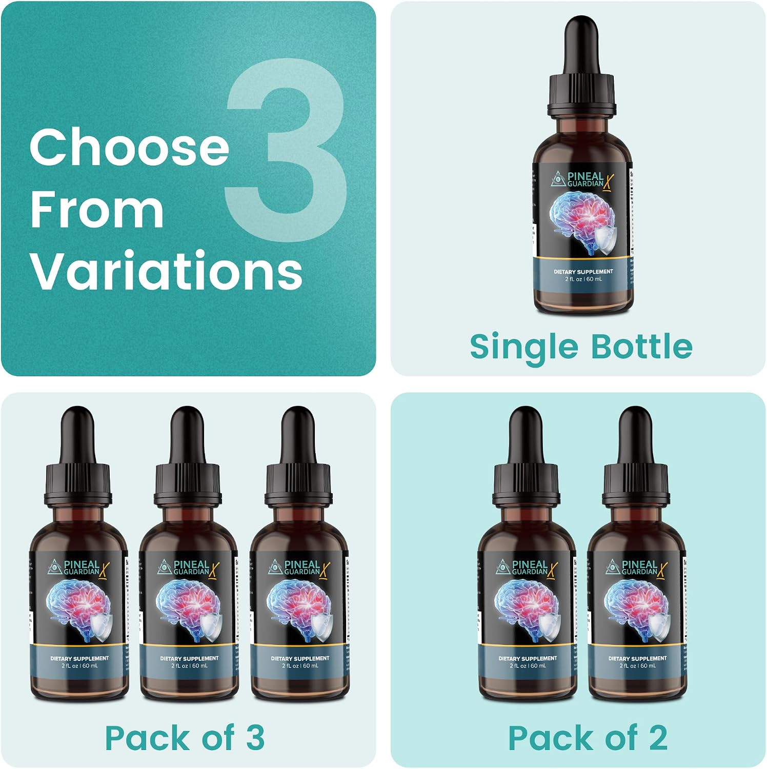 Pineal Guardian X Rapid Pineal Gland Activation Drops | Cognitive Support, Brain Supplement to Keep Cognitive Function, Memory and Focus in Top Shape, Add to Any Drink, 2mL Daily